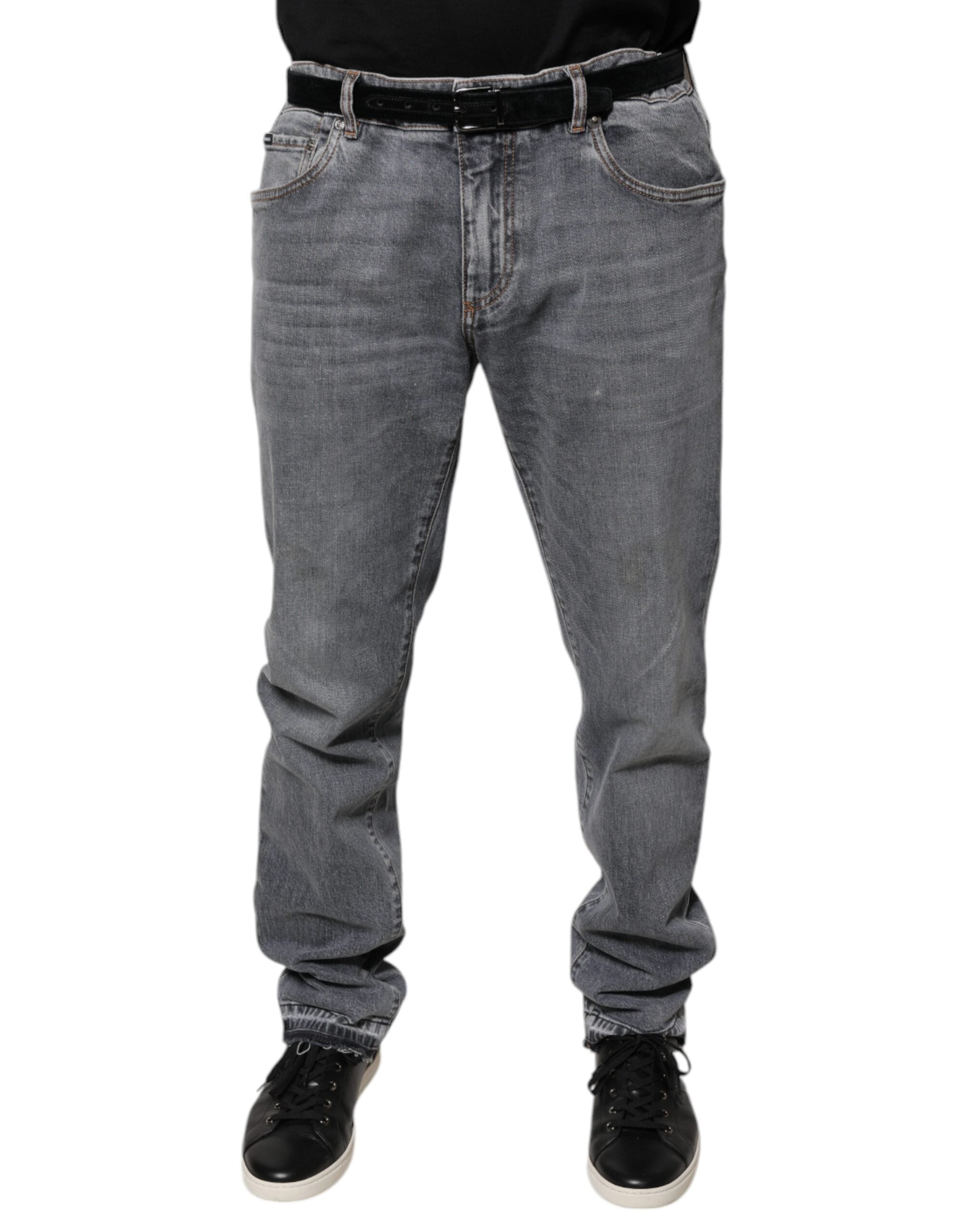 Dolce & Gabbana Gray Logo Cotton Stretch Skinny Denim Men's Jeans (Pre-Owned)