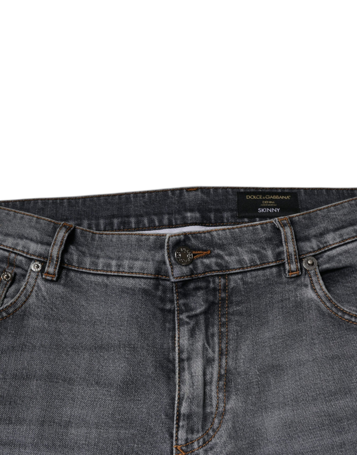 Dolce & Gabbana Gray Logo Cotton Stretch Skinny Denim Men's Jeans (Pre-Owned)