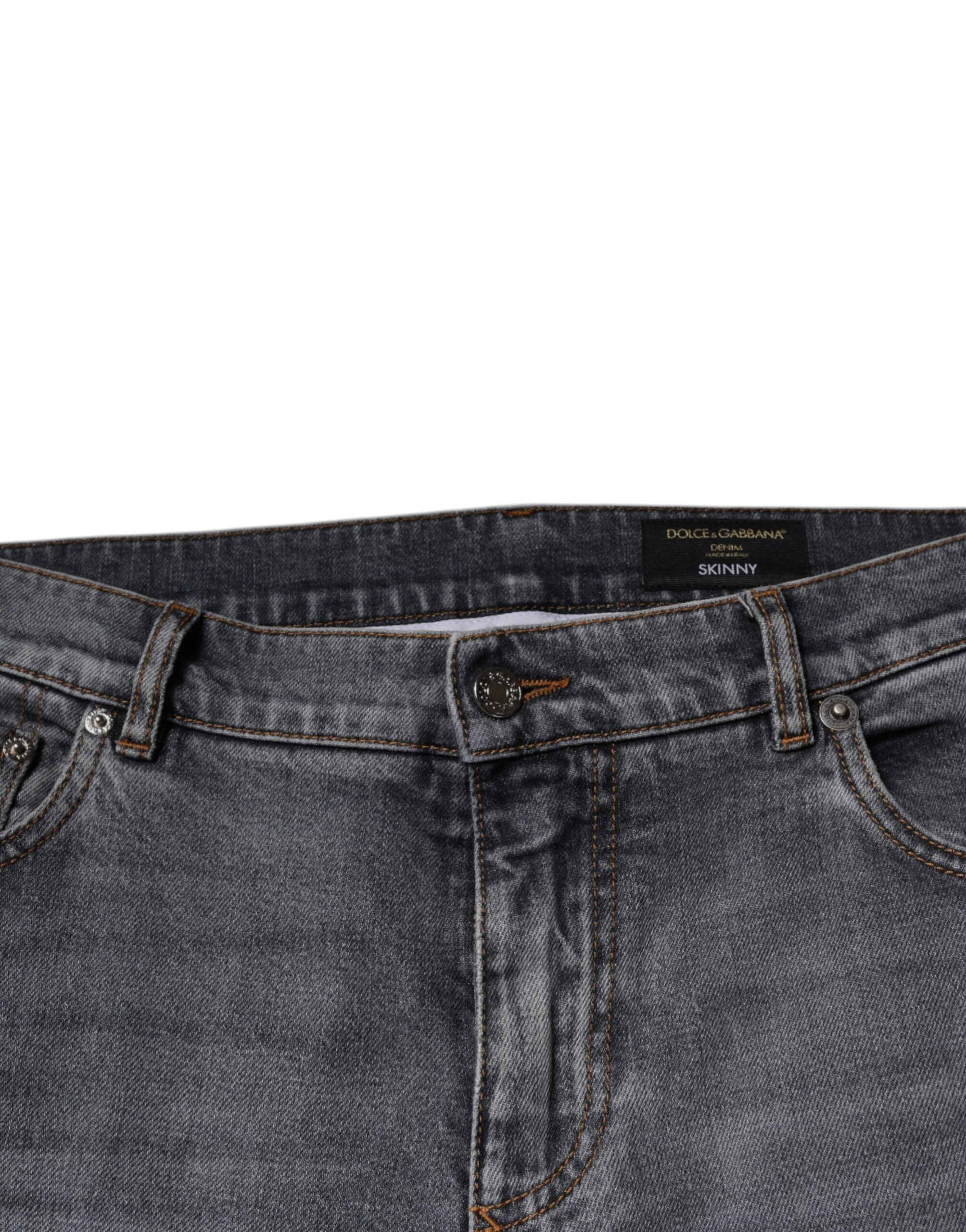 Dolce & Gabbana Gray Logo Cotton Stretch Skinny Denim Men's Jeans (Pre-Owned)