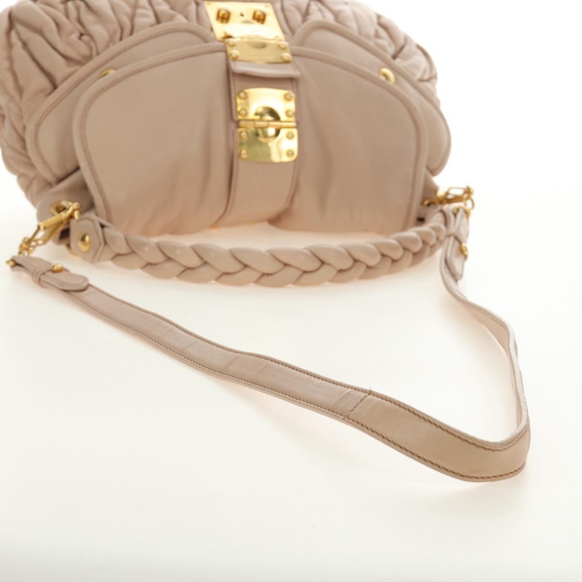 Miu Miu Madras Convertible Lock Tote Leather Pink_Gold Leather Handbag (Pre-Owned)