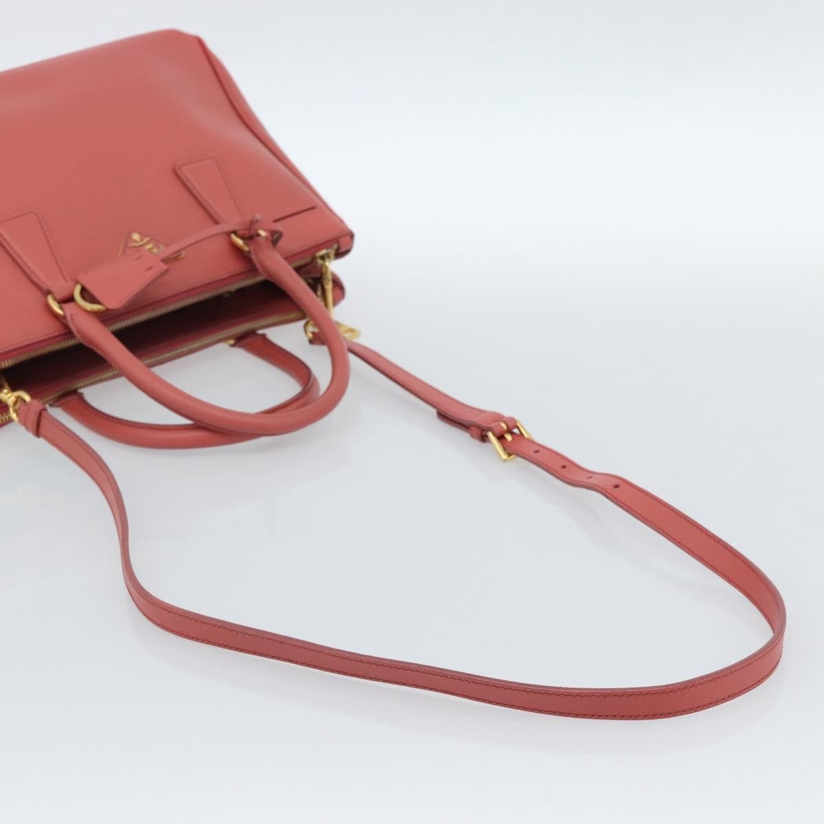 Prada Galleria Double Zip Saffiano Leather Pink Leather Tote Bag Bag (Pre-Owned)