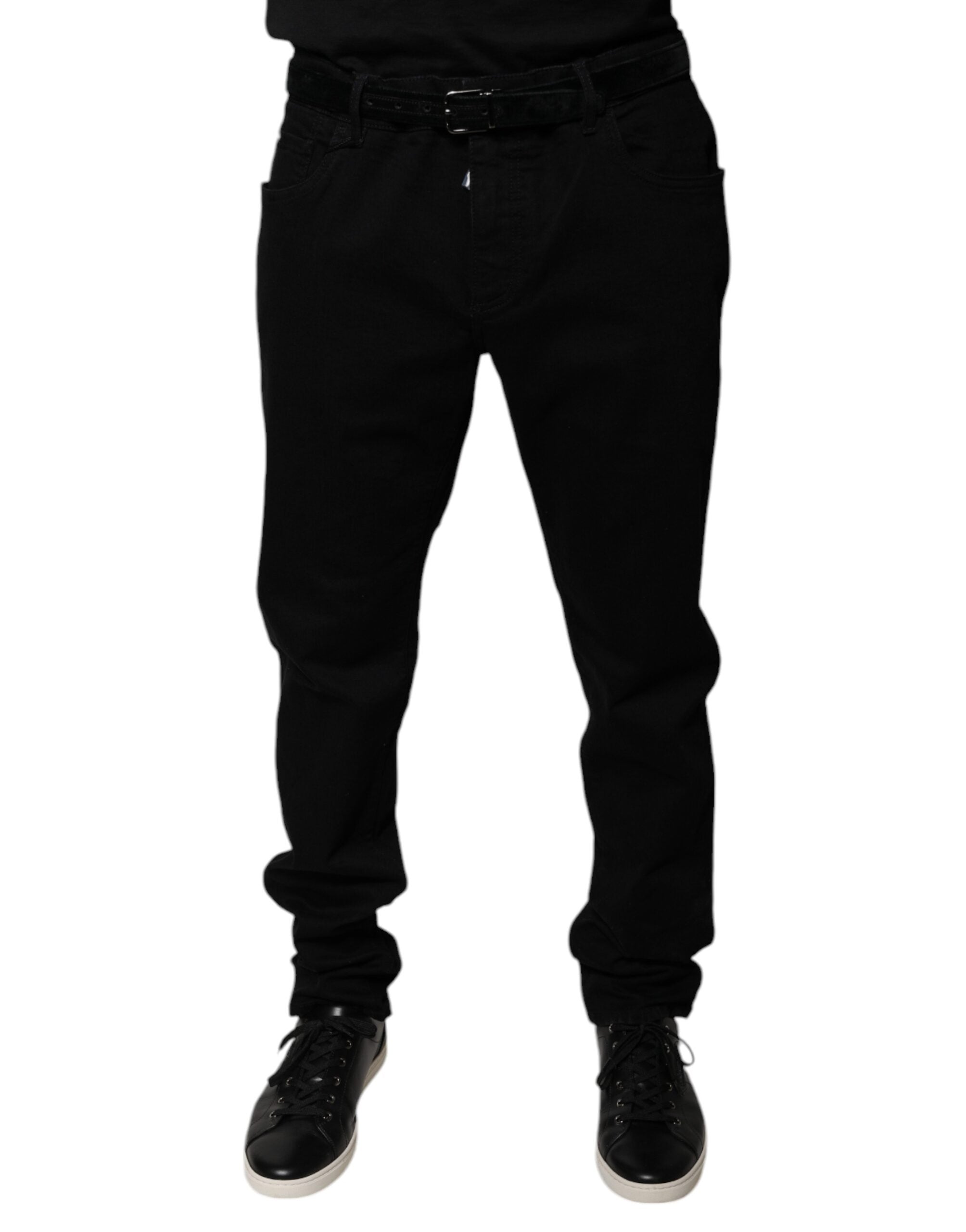 Dolce & Gabbana Black Logo Cotton Stretch Skinny Denim Men's Jeans