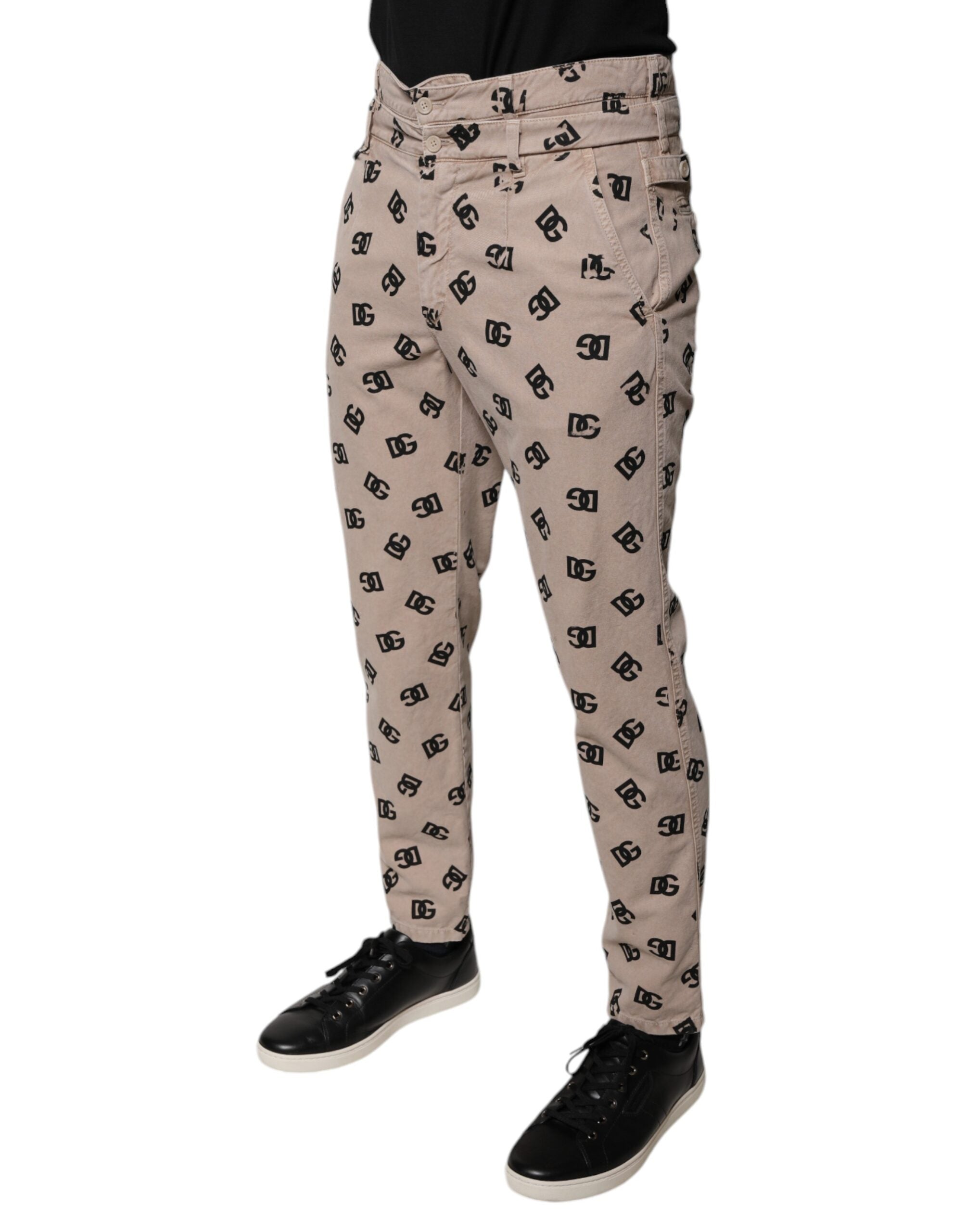 Dolce & Gabbana Beige Logo Cotton Skinny Denim Men's Jeans