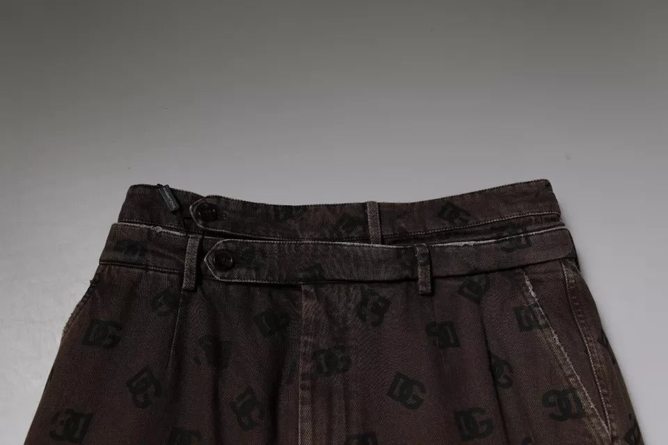 Dolce & Gabbana Brown Logo Cotton Straight Denim Men's Jeans