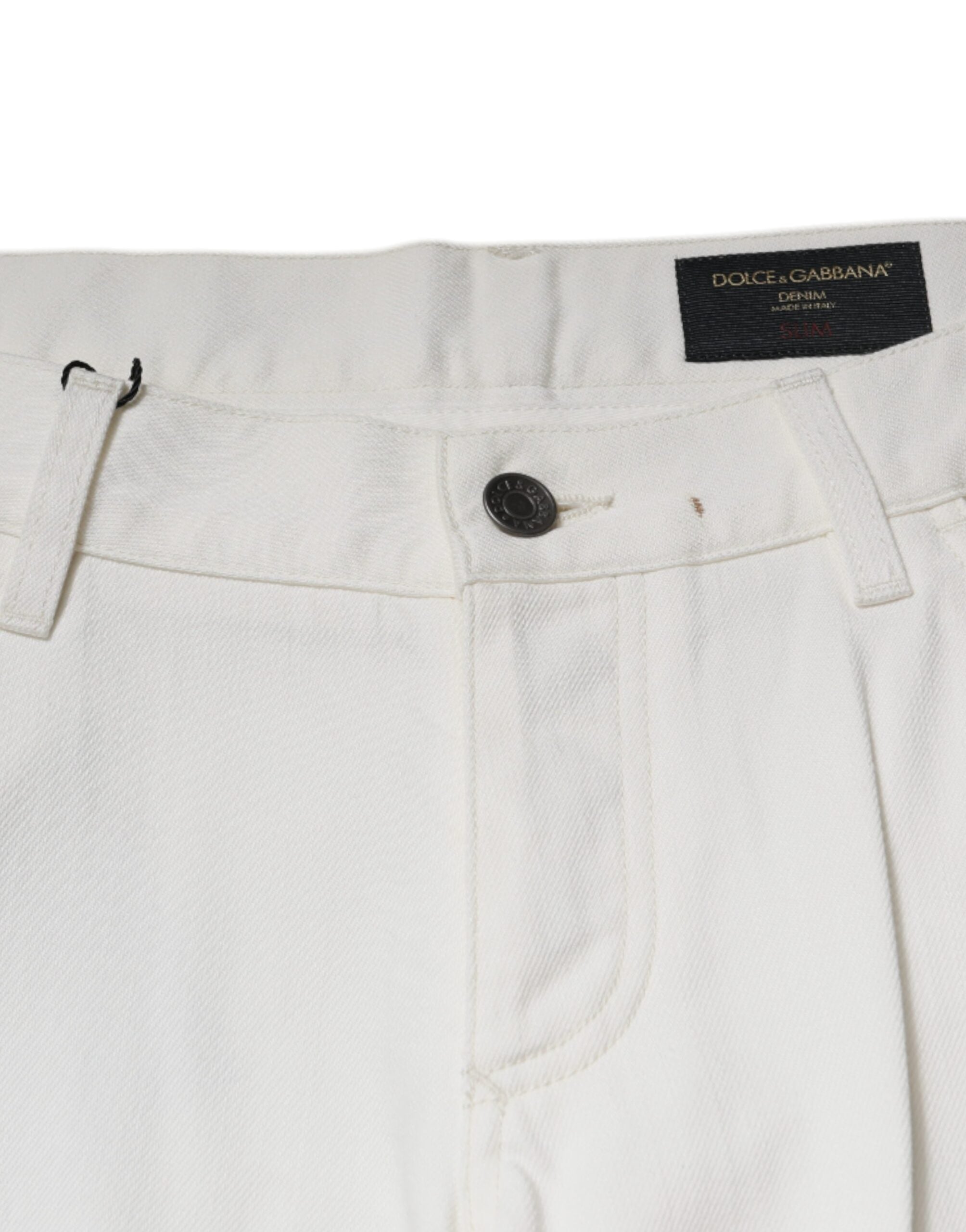 Dolce & Gabbana White Cotton Skinny Denim Men's Jeans (Pre-Owned)