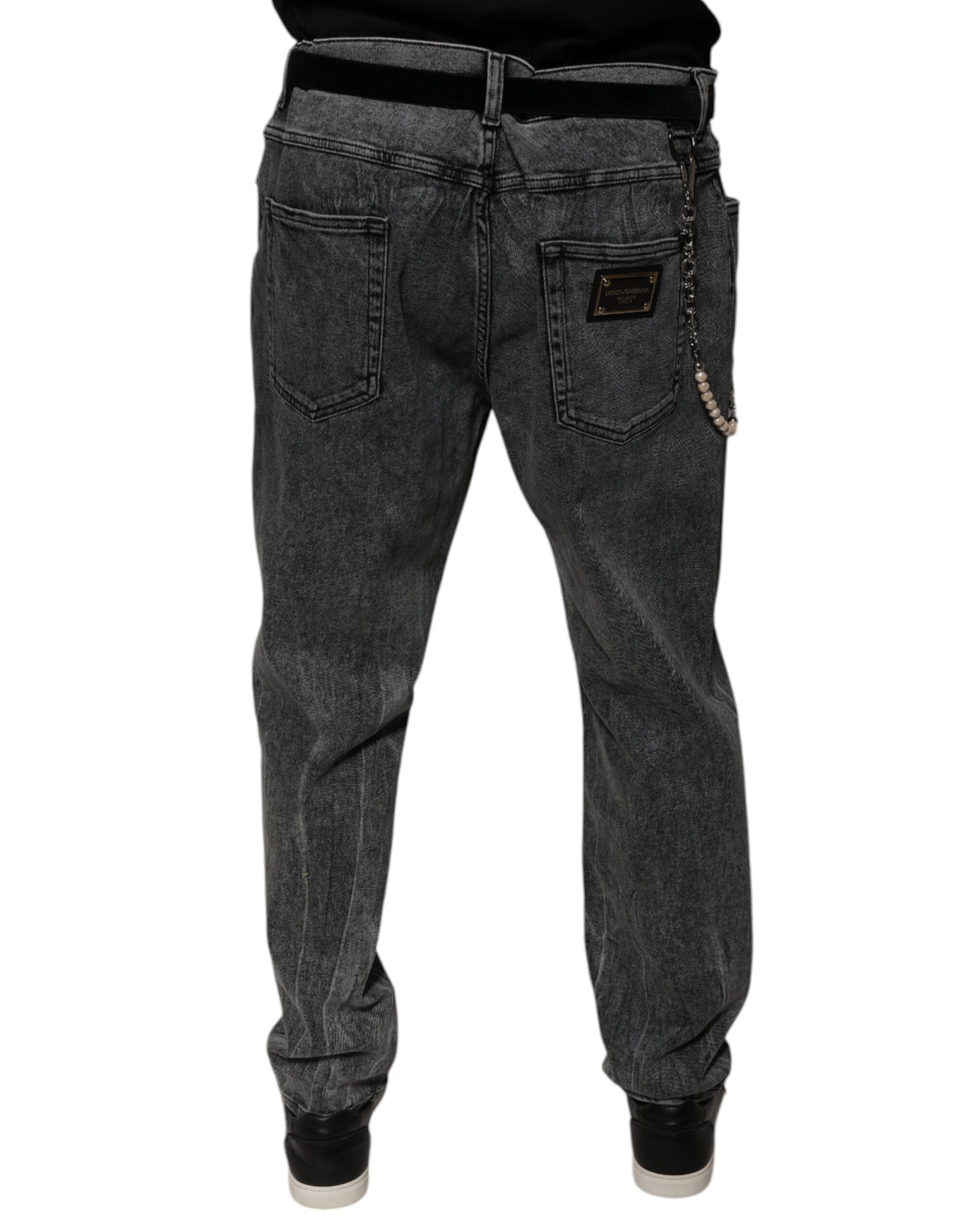 Dolce & Gabbana Dark Gray Cotton Skinny Denim Men's Jeans