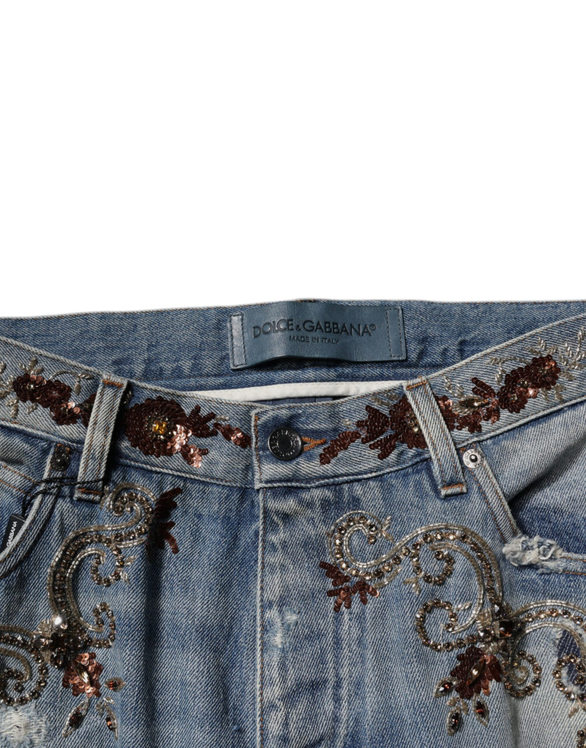 Dolce & Gabbana Light Blue Embroidered Skinny Denim Men's Jeans