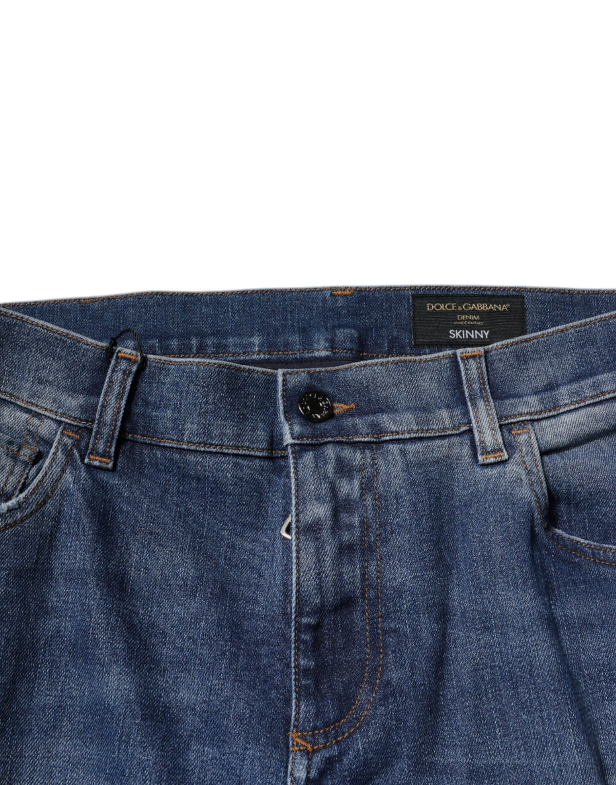 Dolce & Gabbana Blue Cotton Tattered Skinny Denim Men's Jeans