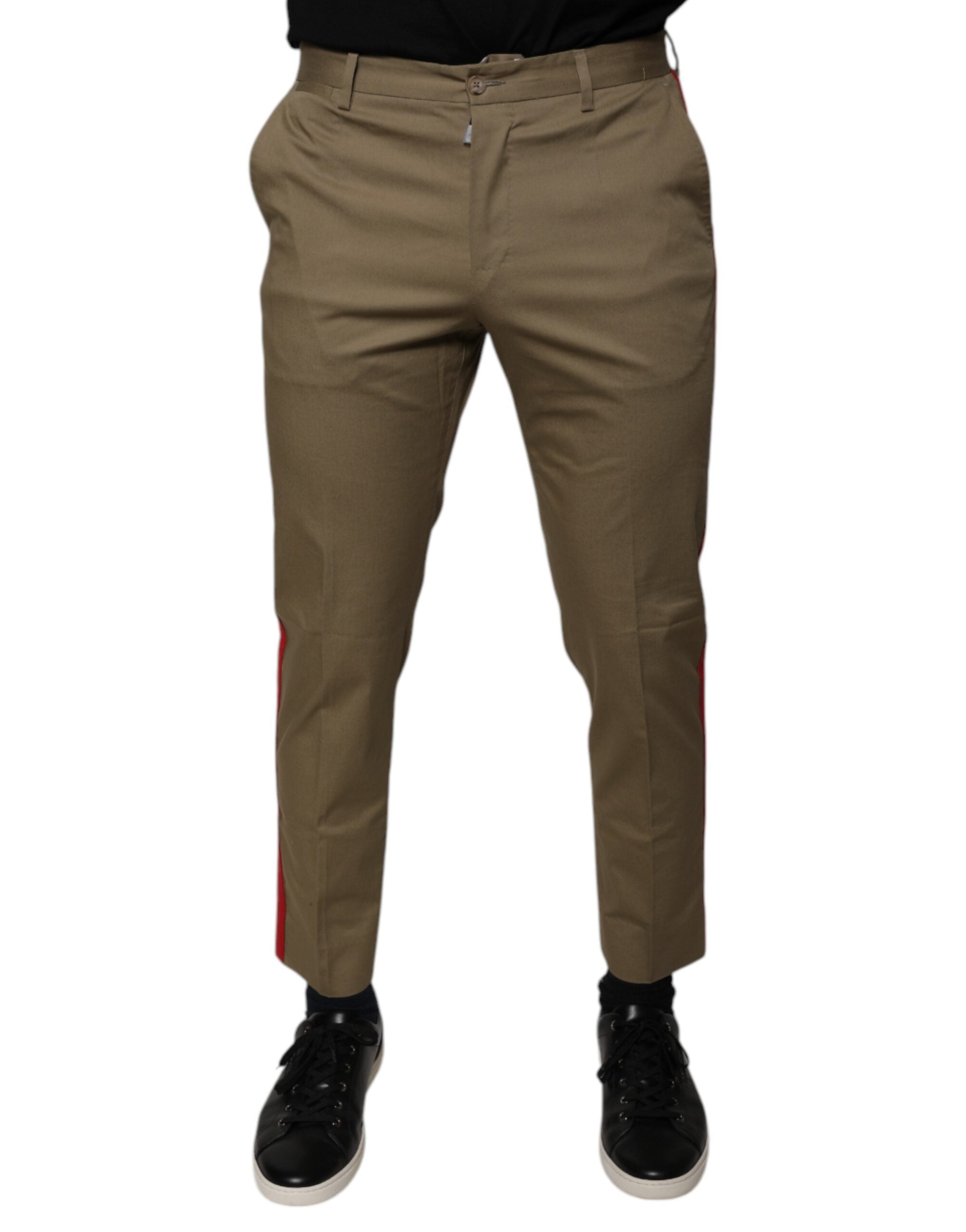 Dolce & Gabbana Brown Logo Men Casual Tapered Men's Pants