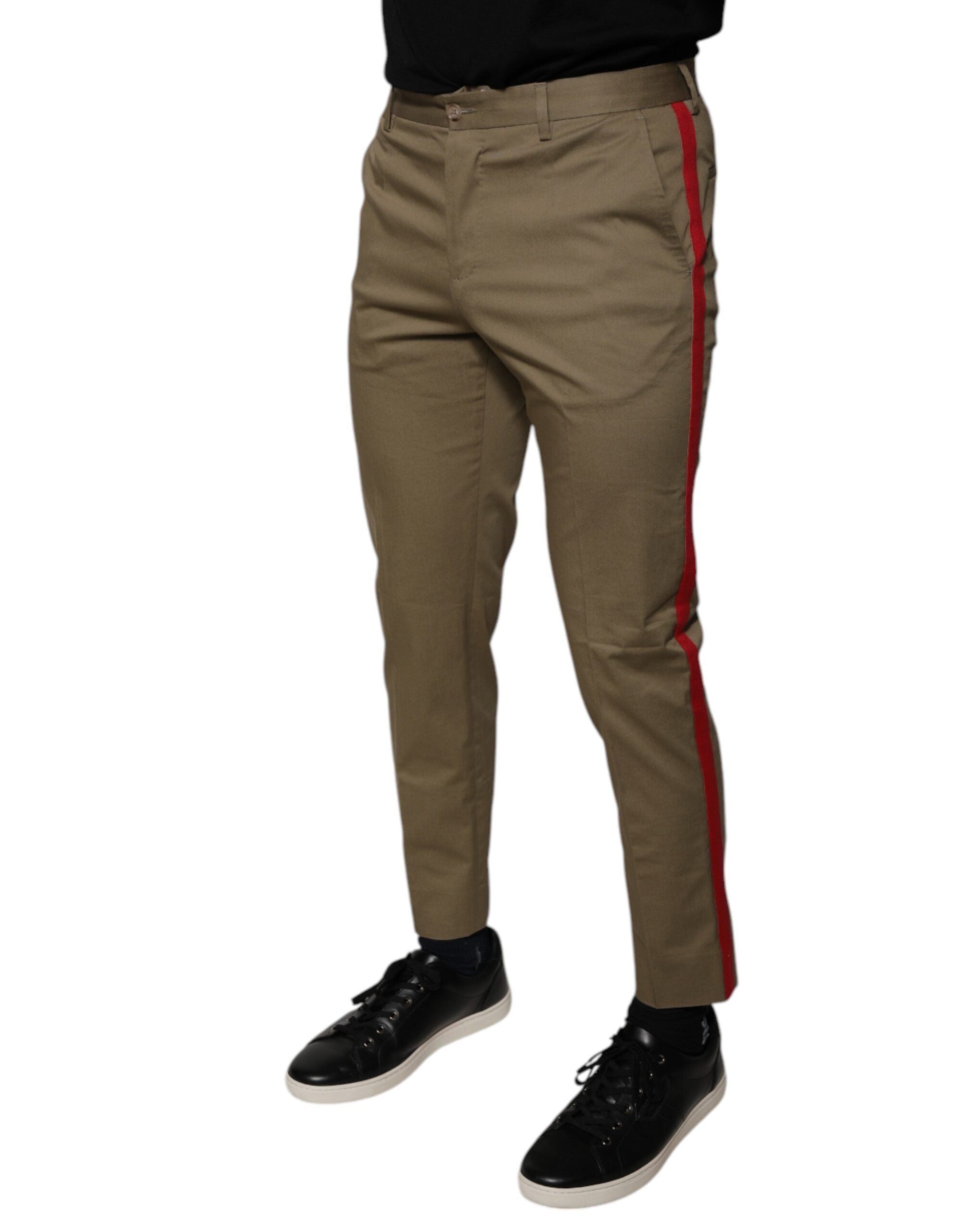 Dolce & Gabbana Brown Logo Men Casual Tapered Men's Pants