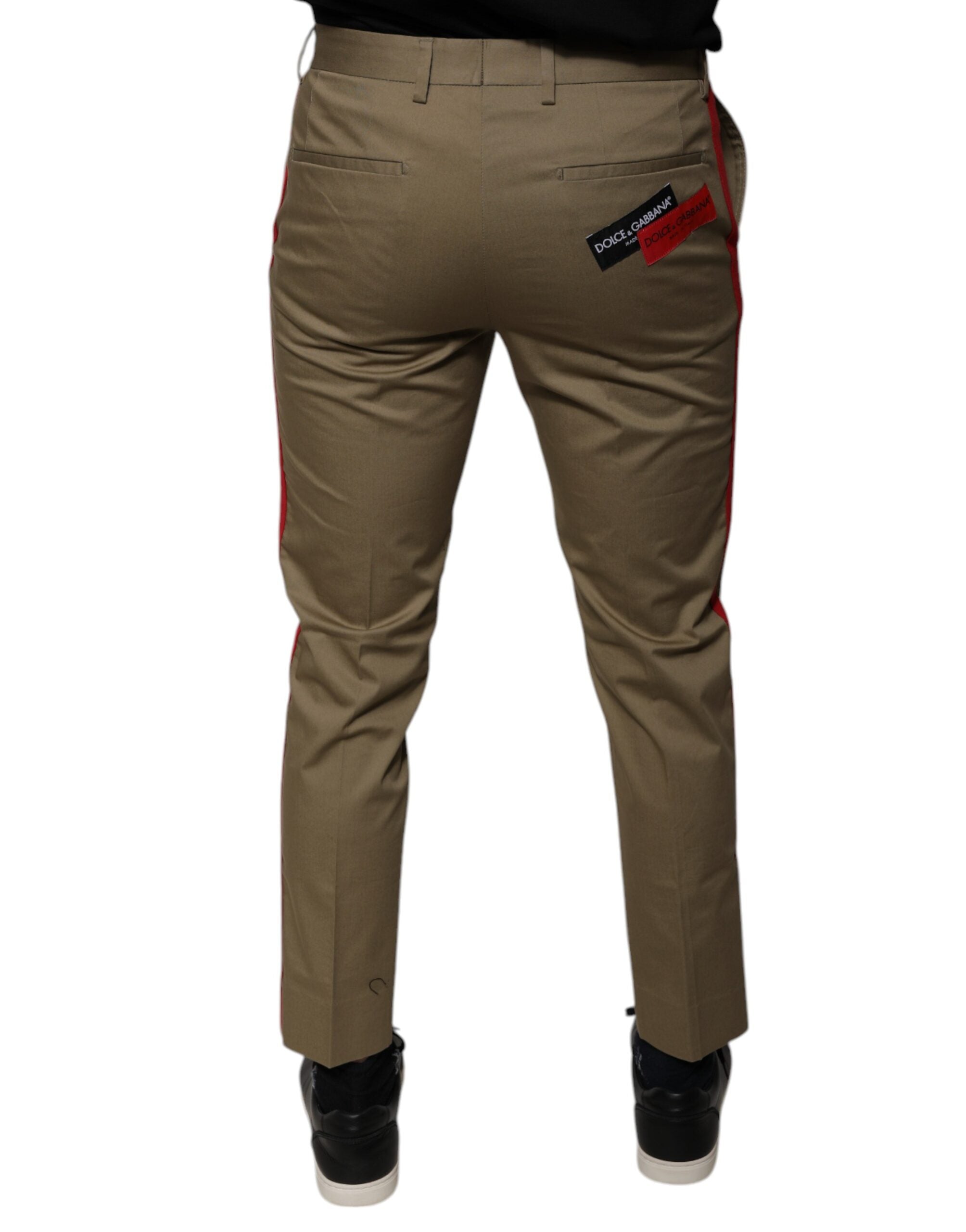 Dolce & Gabbana Brown Logo Men Casual Tapered Men's Pants