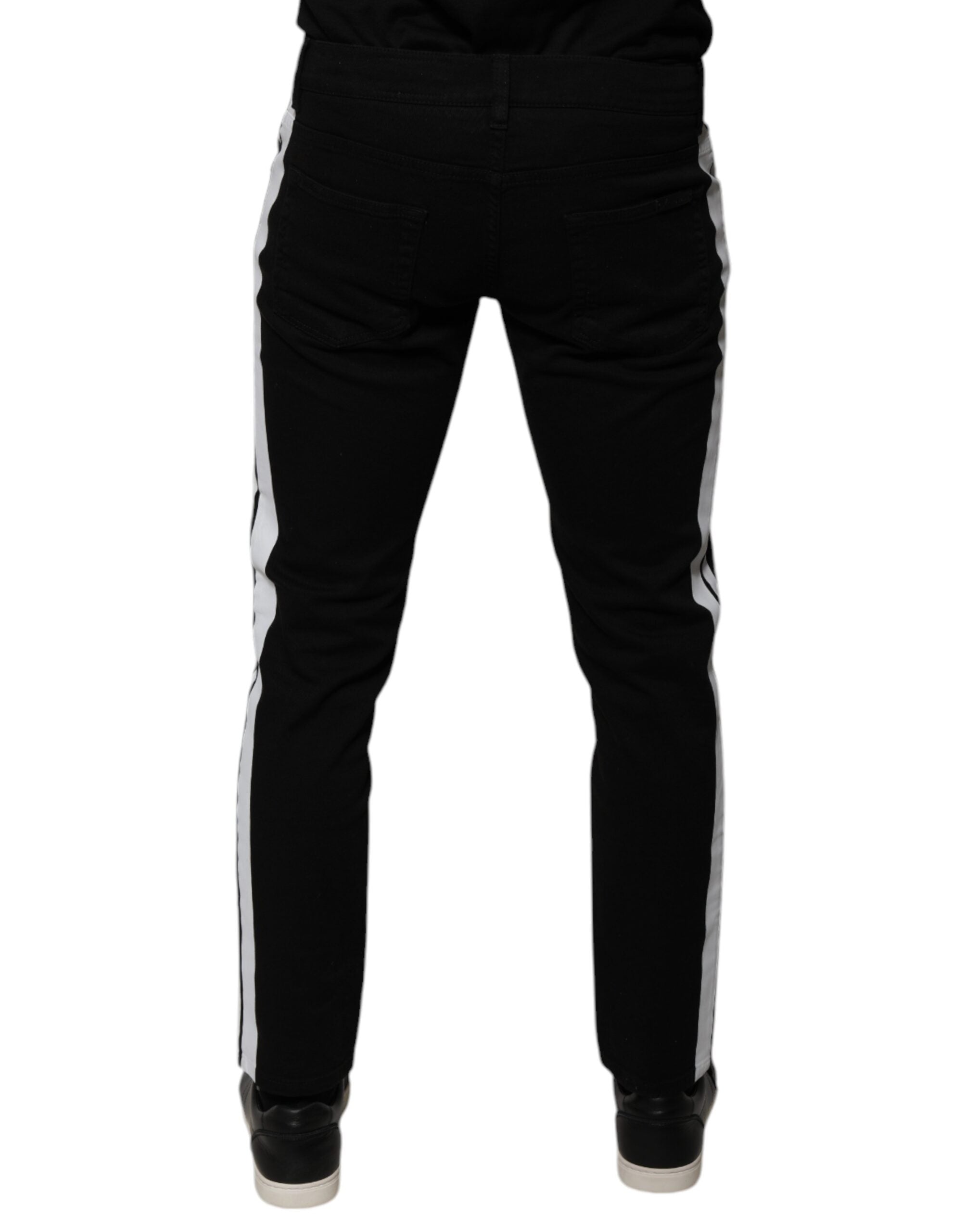 Dolce & Gabbana Black Crown White Lining Skinny Denim Men's Jeans