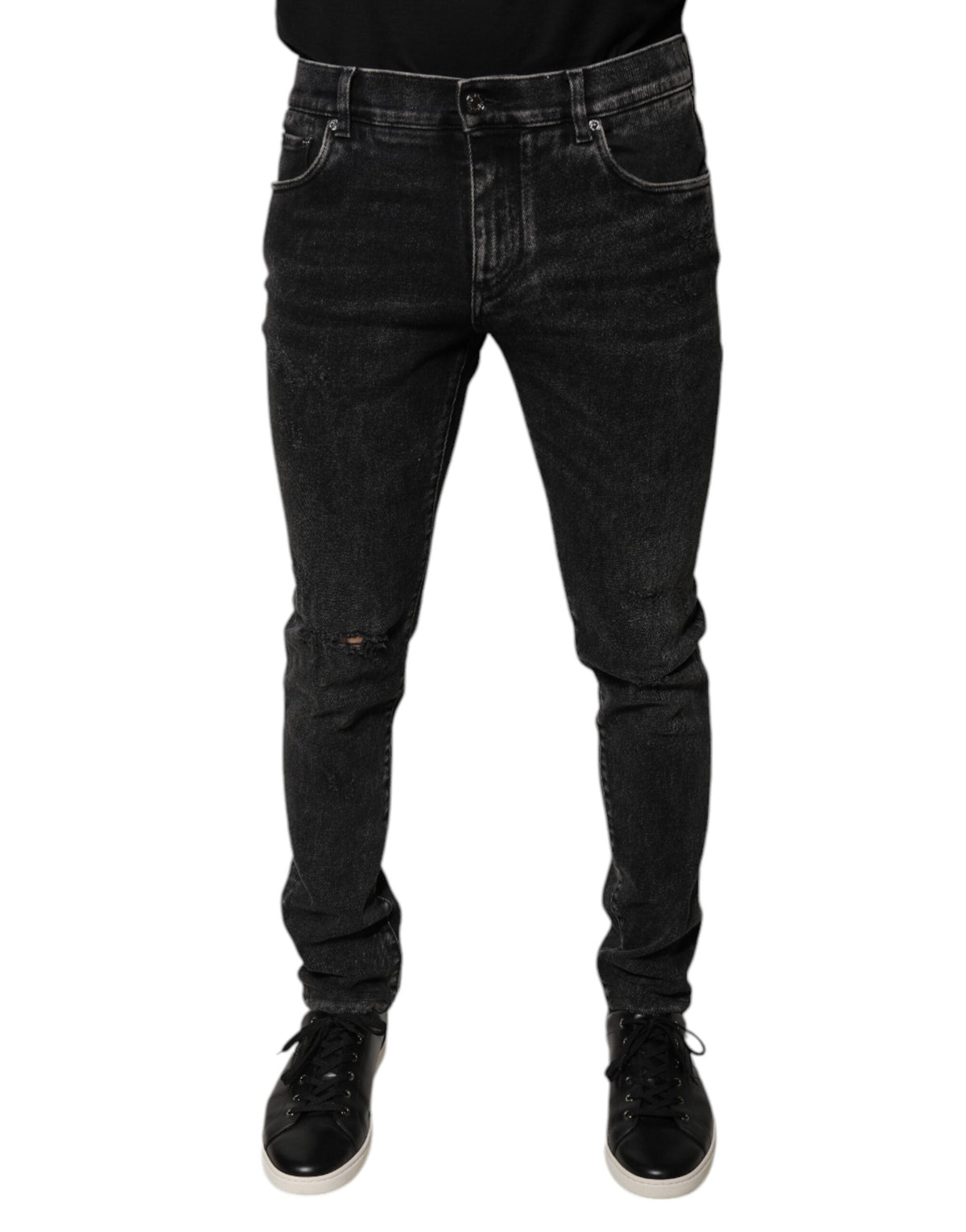 Dolce & Gabbana Black Cotton Stretch Skinny Men Denim Men's Jeans (Pre-Owned)