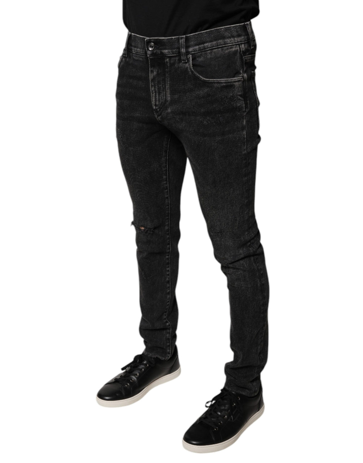 Dolce & Gabbana Black Cotton Stretch Skinny Men Denim Men's Jeans (Pre-Owned)