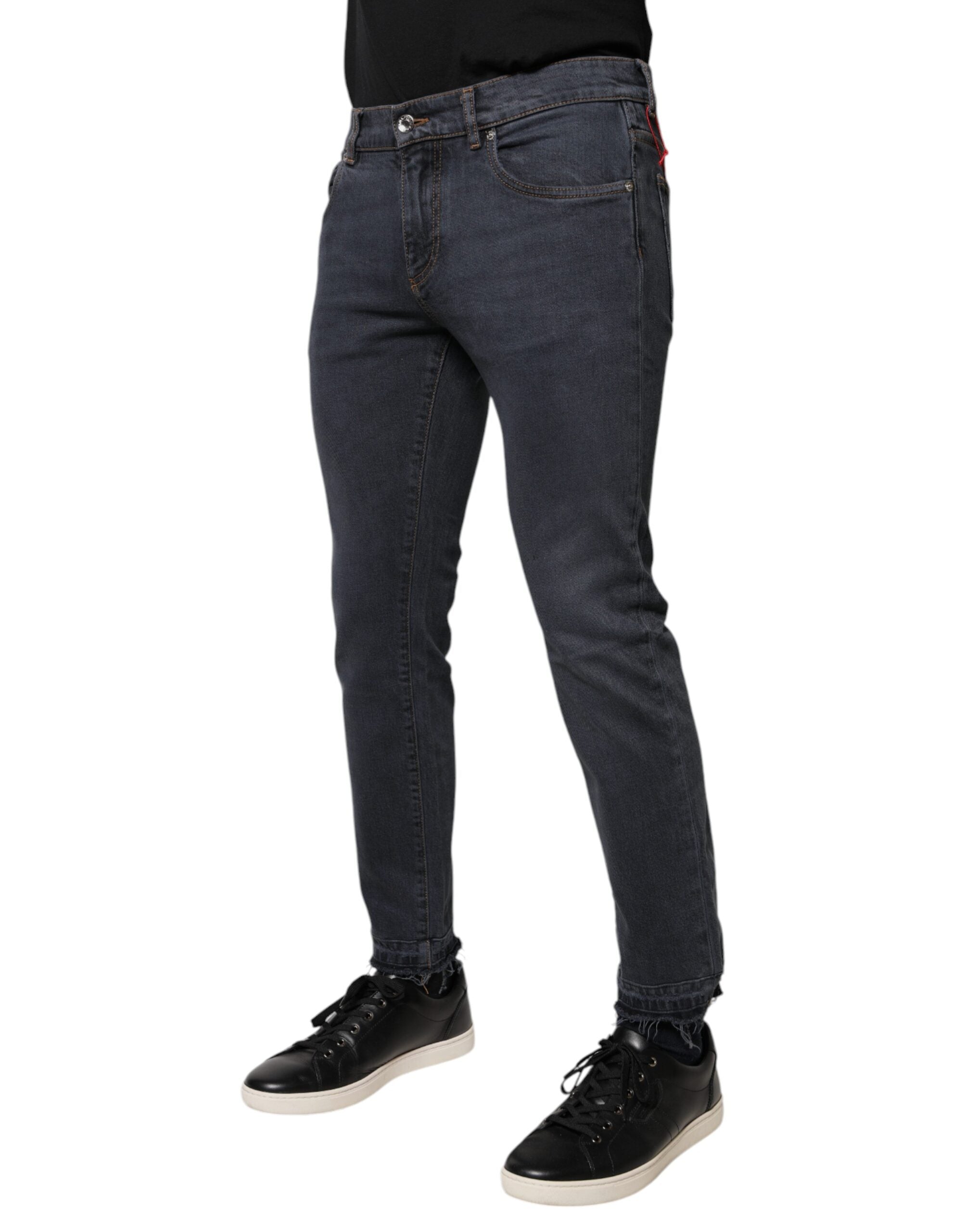 Dolce & Gabbana Dark Gray Cotton Skinny Denim Men's Jeans