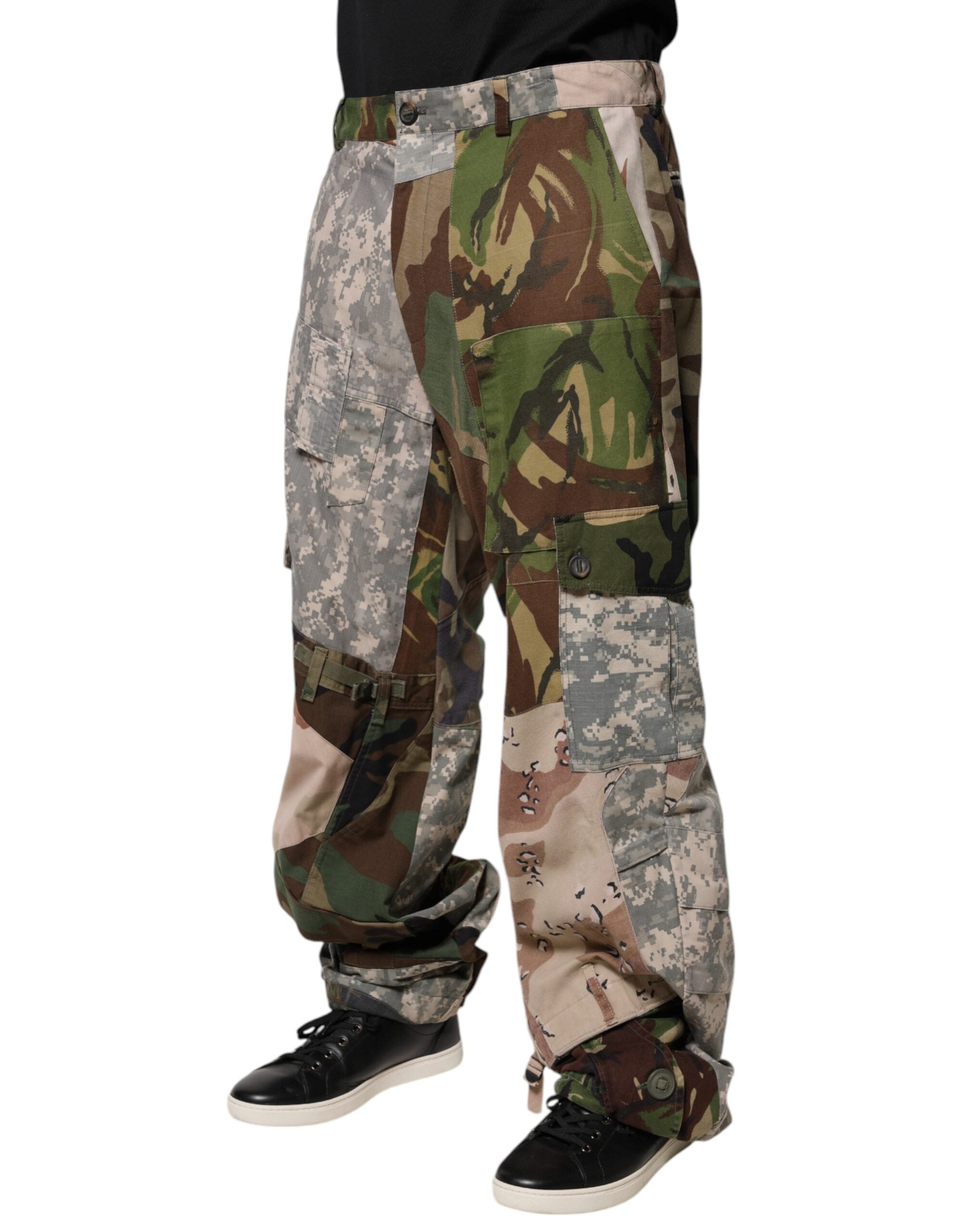 Dolce & Gabbana Multicolor Patchwork Camouflage Cargo Men's Pants