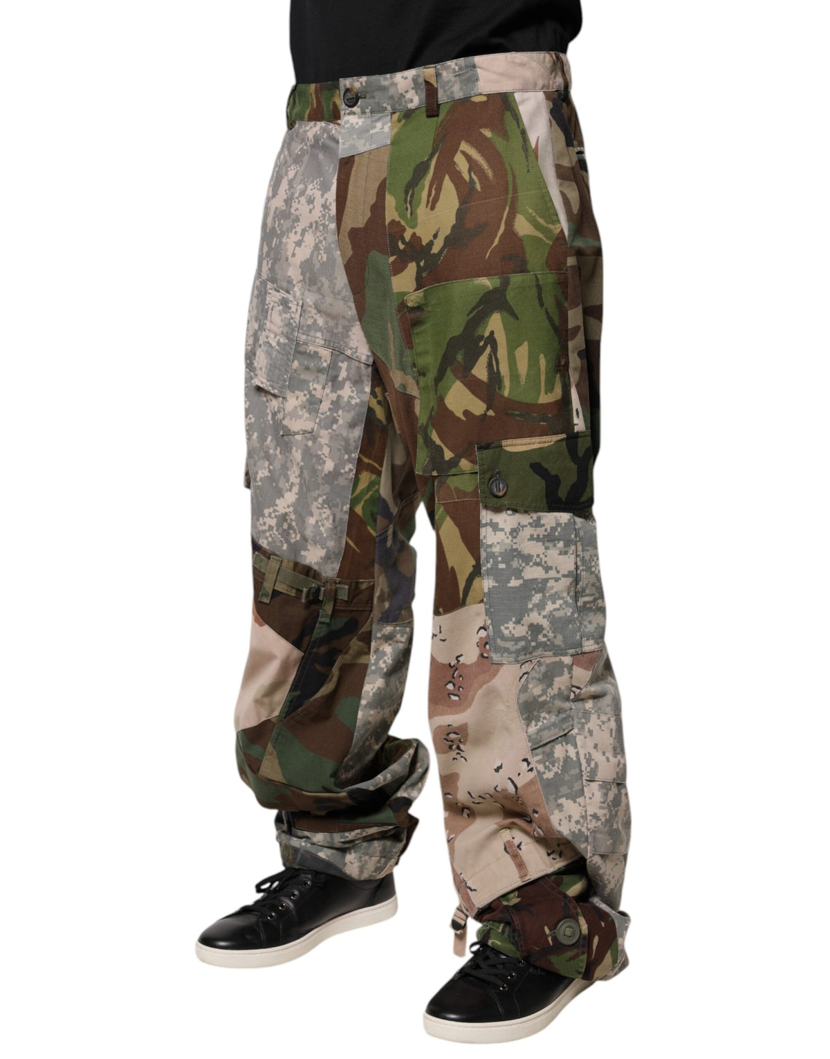 Dolce & Gabbana Multicolor Patchwork Camouflage Cargo Men's Pants