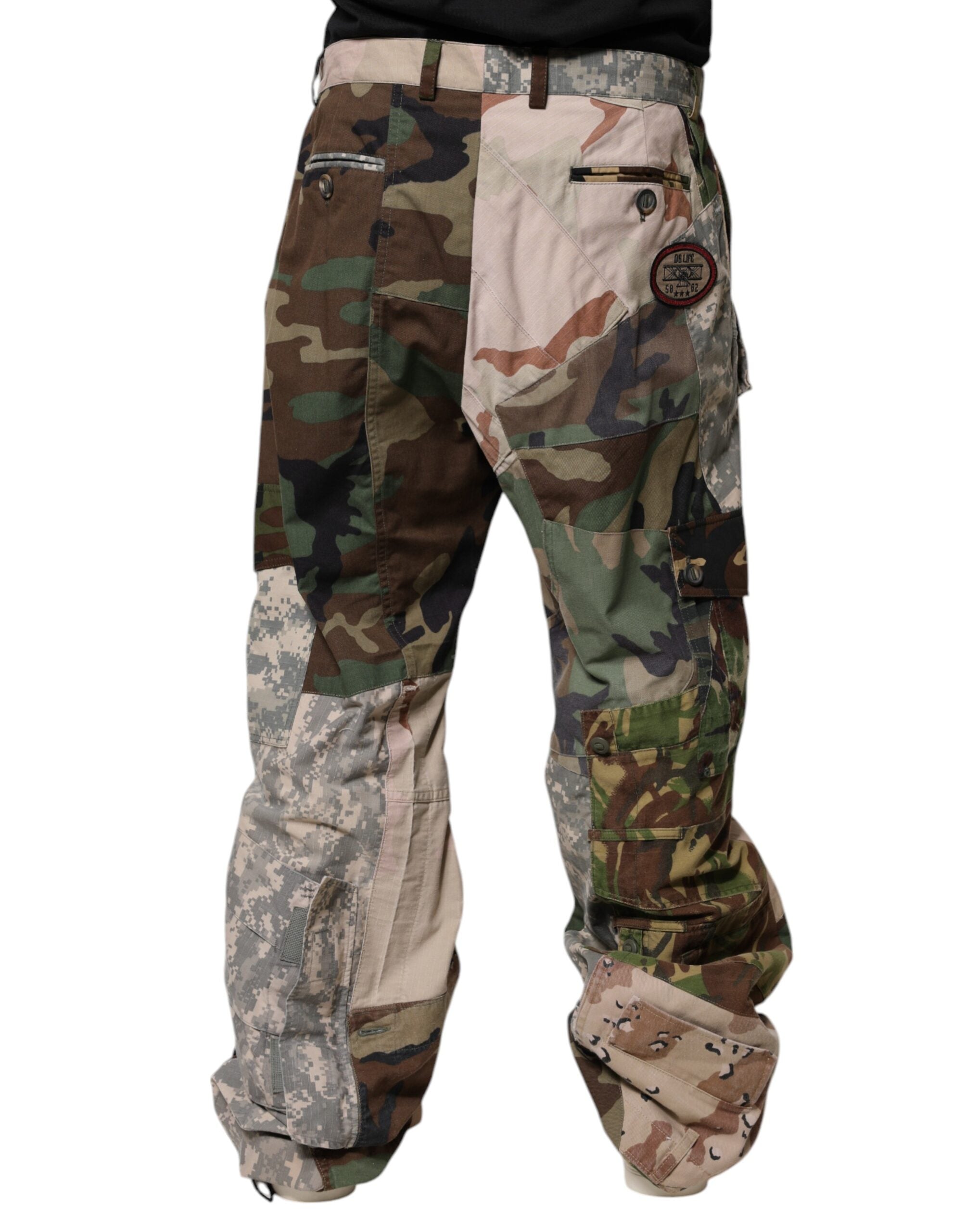 Dolce & Gabbana Multicolor Patchwork Camouflage Cargo Men's Pants