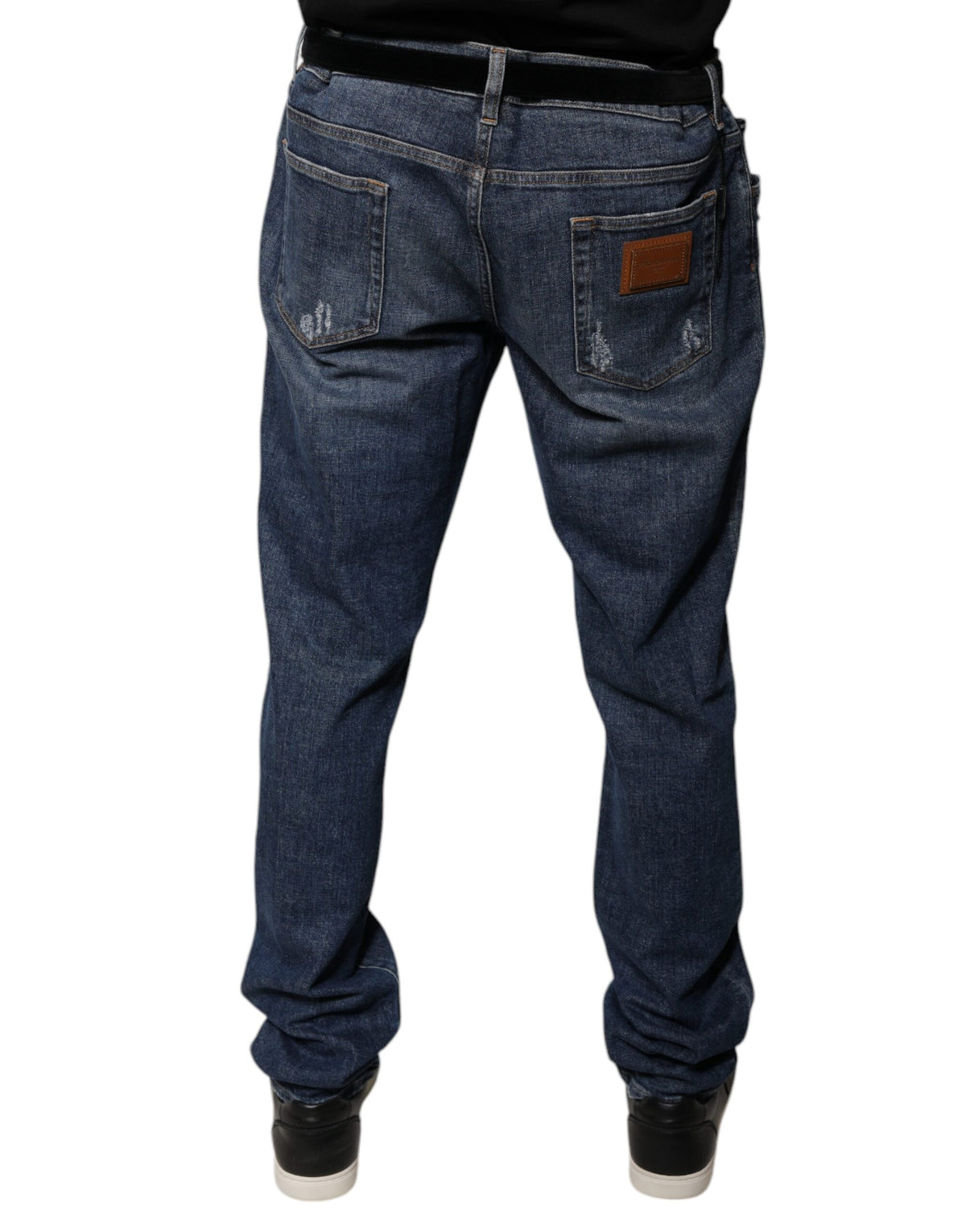 Dolce & Gabbana Dark Blue Cotton Logo Skinny Denim Men's Jeans