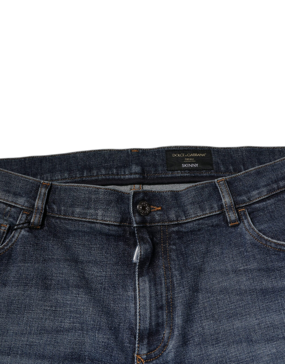 Dolce & Gabbana Dark Blue Cotton Logo Skinny Denim Men's Jeans