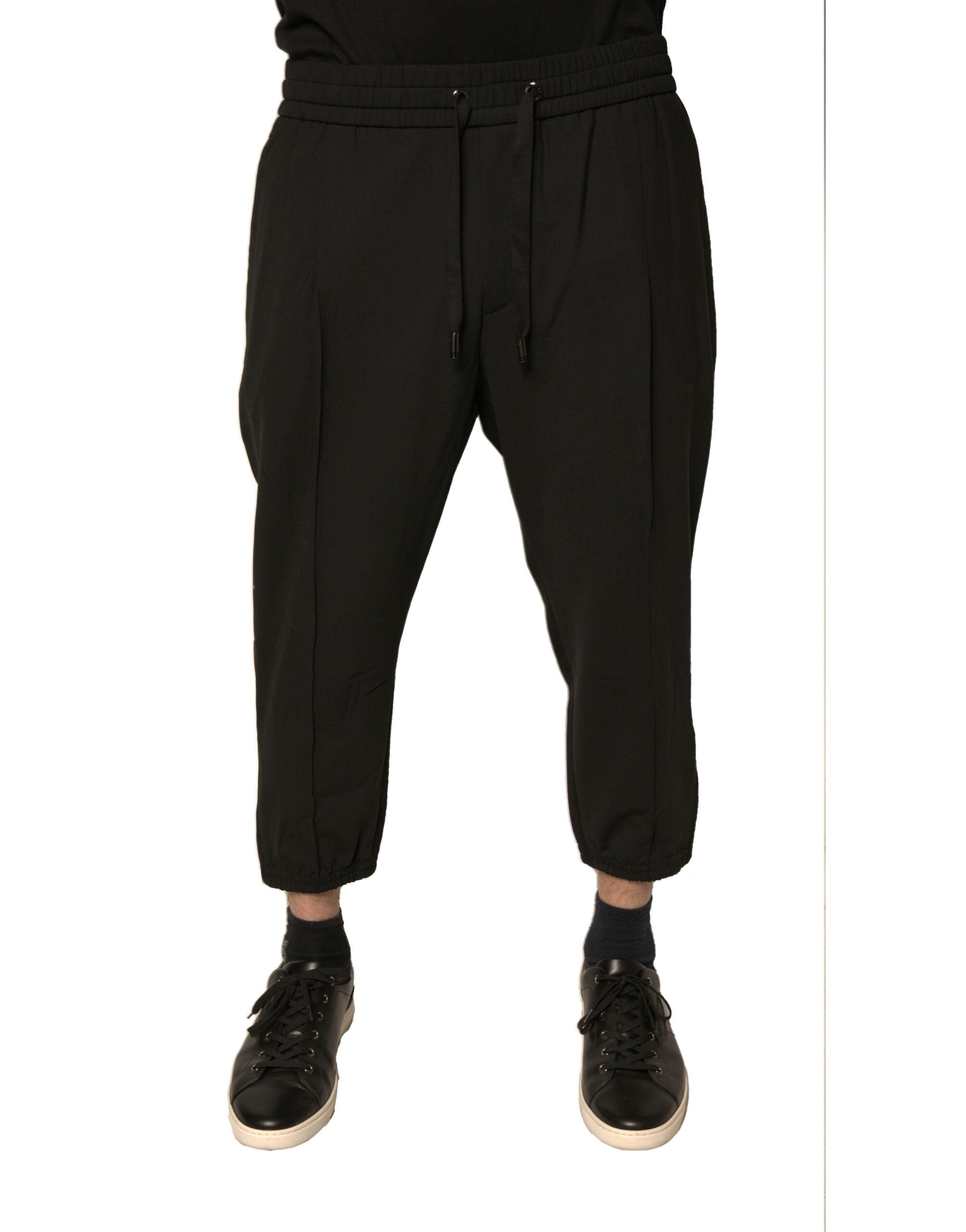 Dolce & Gabbana Black Wool Jogger Jogging Men's Pants