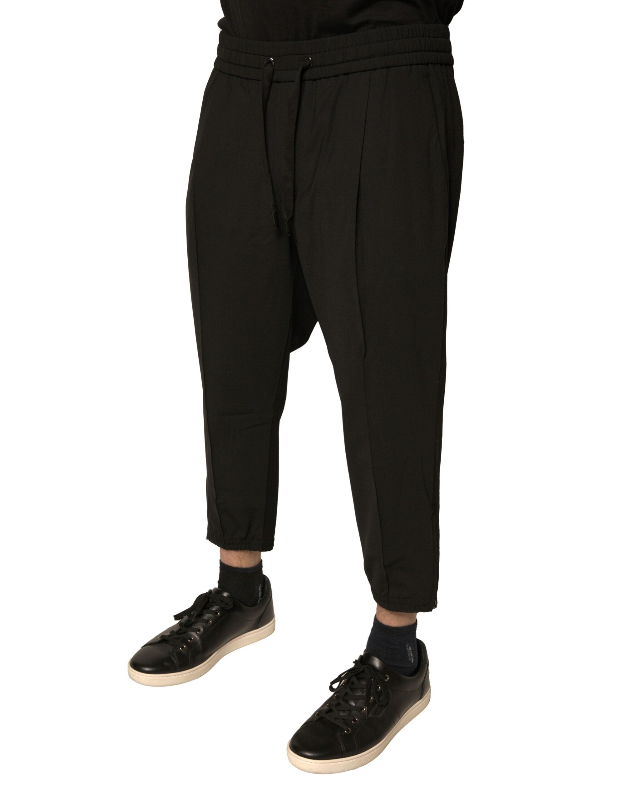 Dolce & Gabbana Black Wool Jogger Jogging Men's Pants