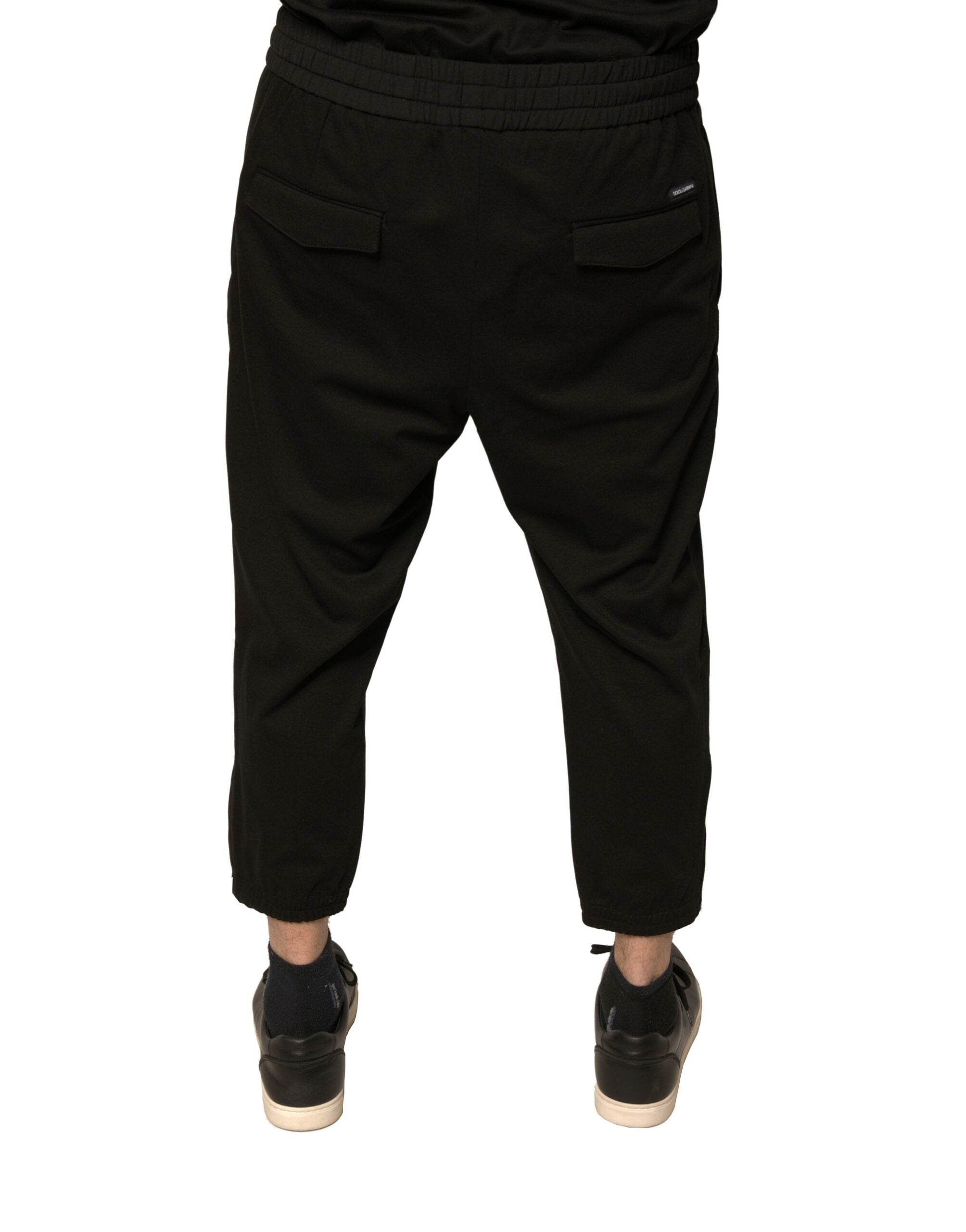 Dolce & Gabbana Black Wool Jogger Jogging Men's Pants