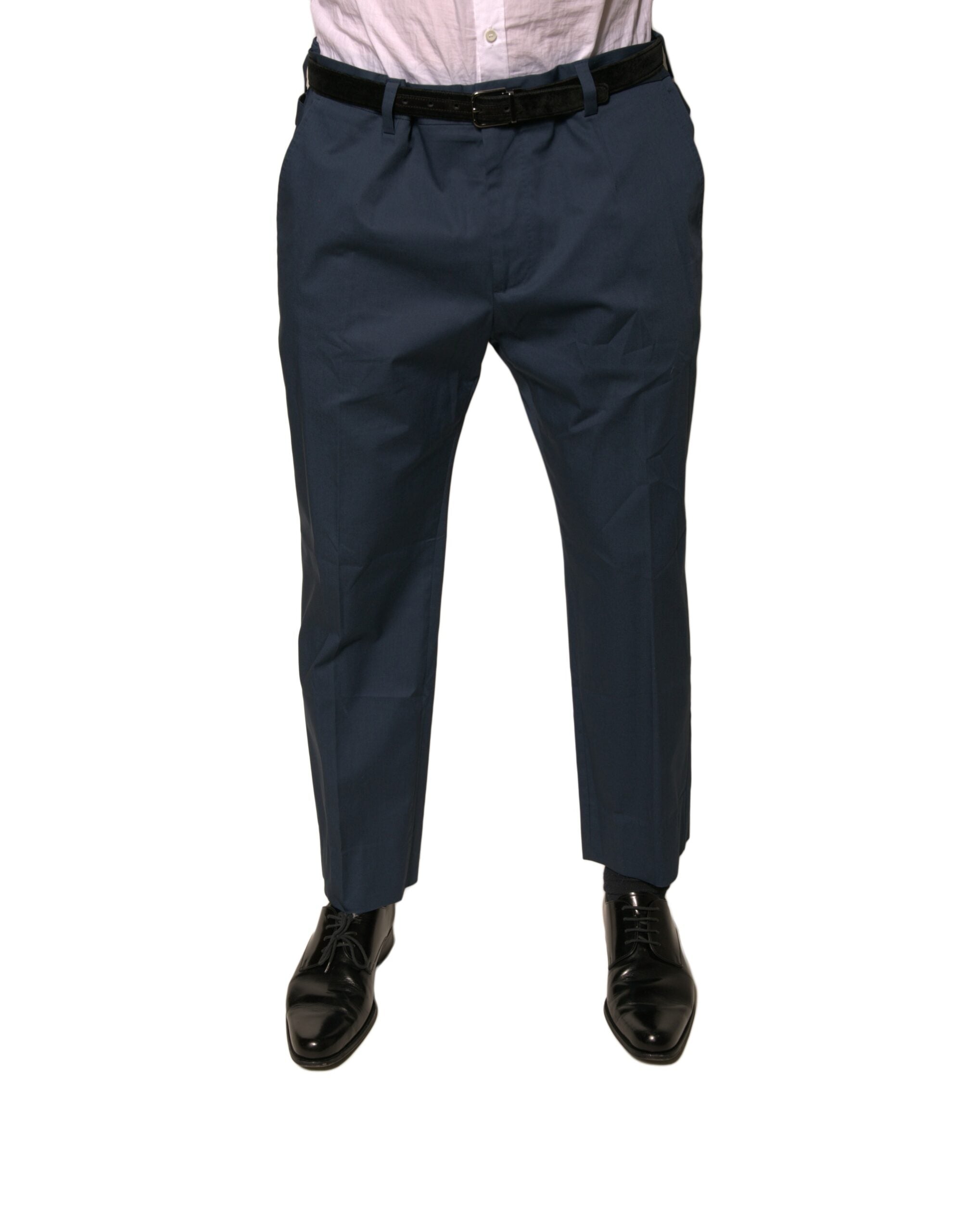 Dolce & Gabbana Blue Cotton Men Skinny Dress Men's Pants