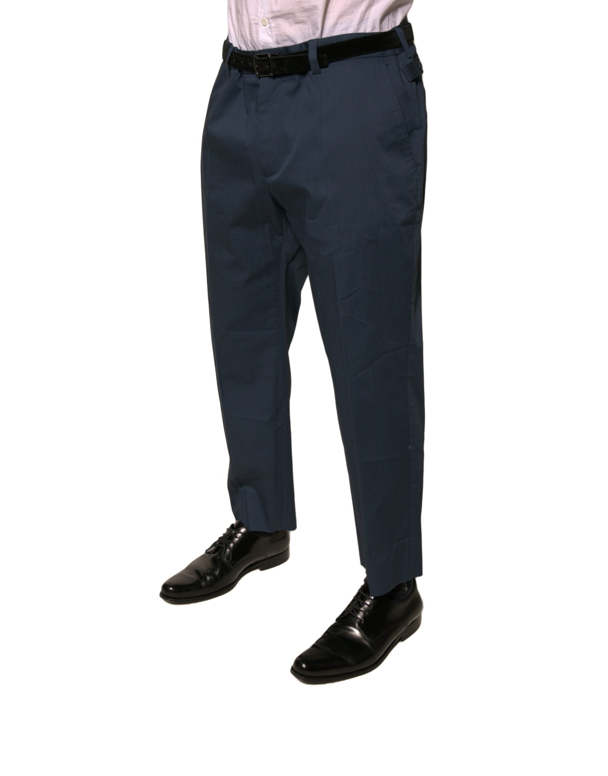 Dolce & Gabbana Blue Cotton Men Skinny Dress Men's Pants