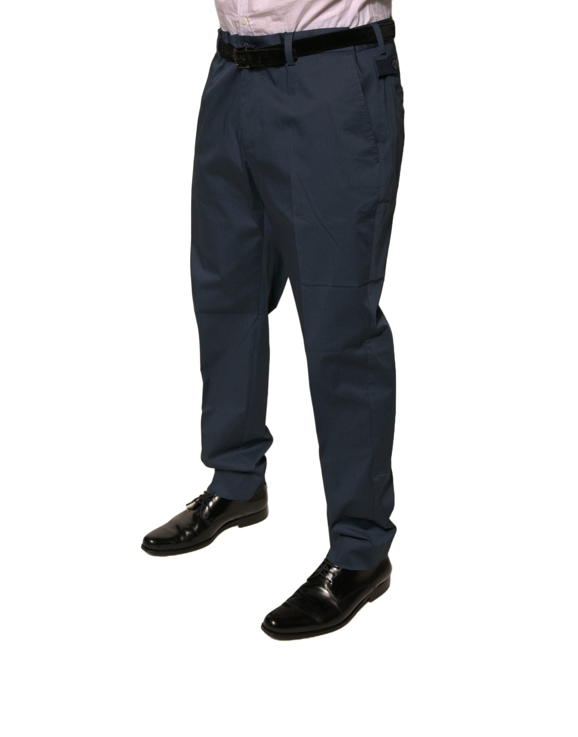 Dolce & Gabbana Dark Blue Cotton Stretch Skinny Men Dress Men's Pants