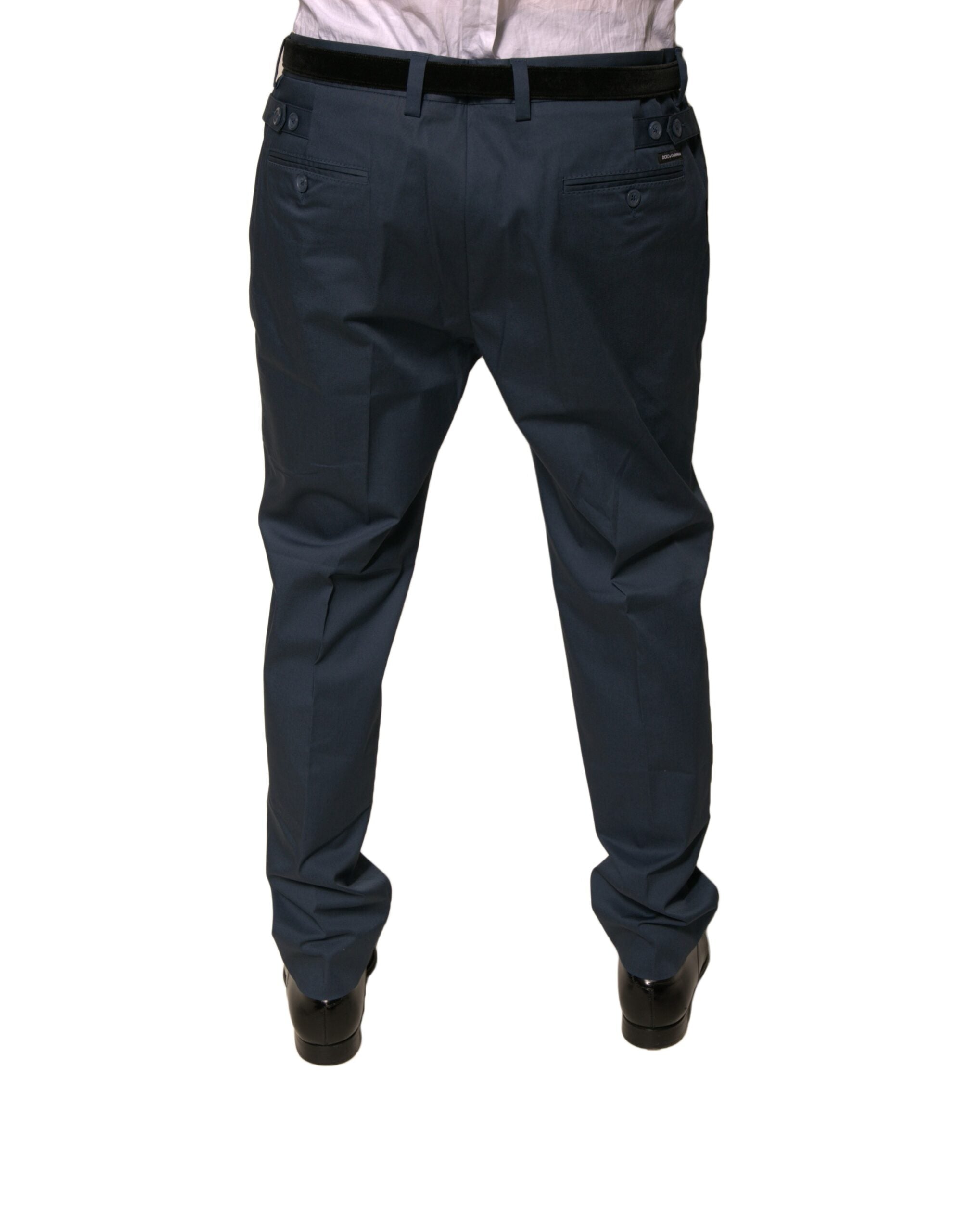 Dolce & Gabbana Dark Blue Cotton Stretch Skinny Men Dress Men's Pants