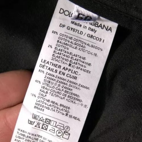 Dolce & Gabbana Black Ripped Logo Cotton Skinny Denim Men's Jeans