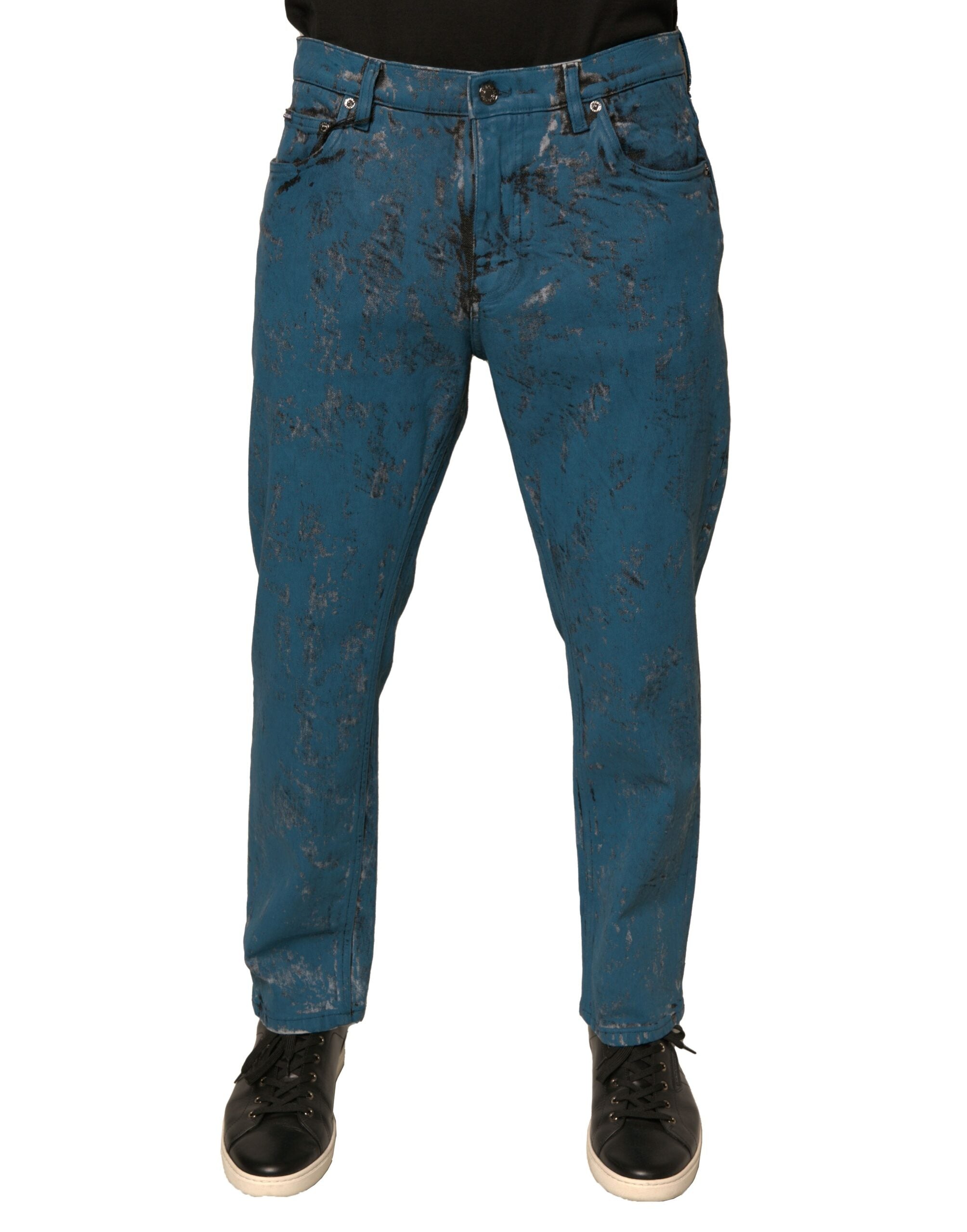 Dolce & Gabbana Blue Logo Cotton Stretch Skinny Denim Men's Jeans