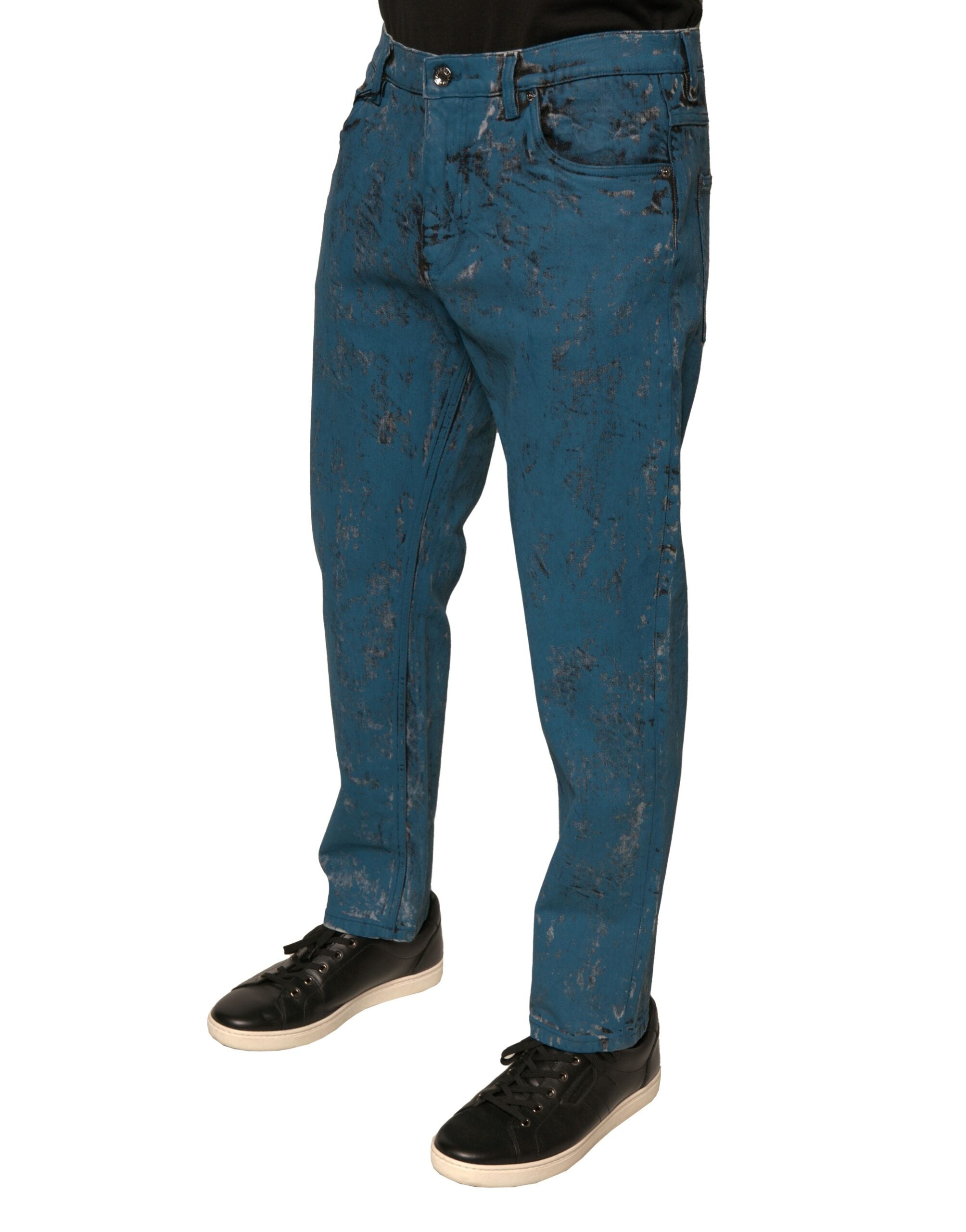 Dolce & Gabbana Blue Logo Cotton Stretch Skinny Denim Men's Jeans