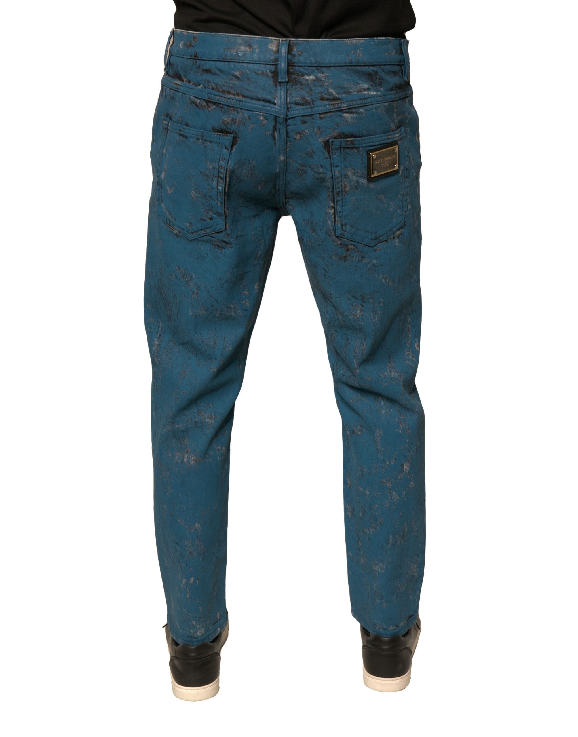 Dolce & Gabbana Blue Logo Cotton Stretch Skinny Denim Men's Jeans