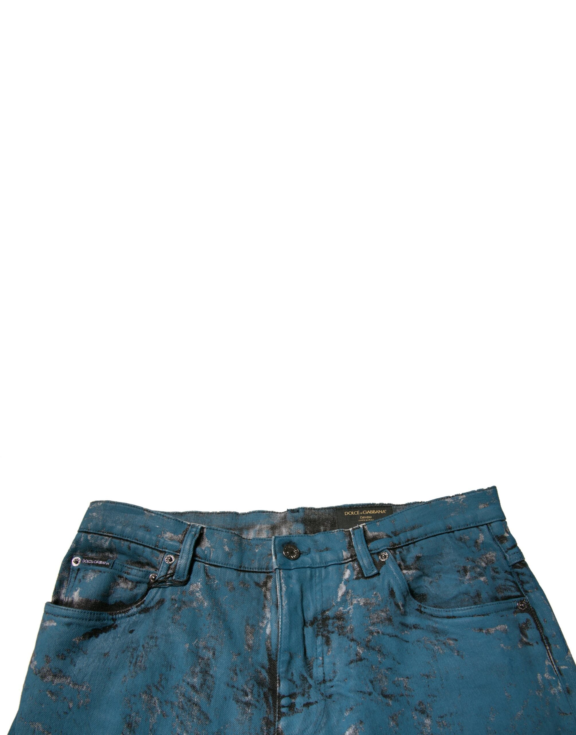 Dolce & Gabbana Blue Logo Cotton Stretch Skinny Denim Men's Jeans