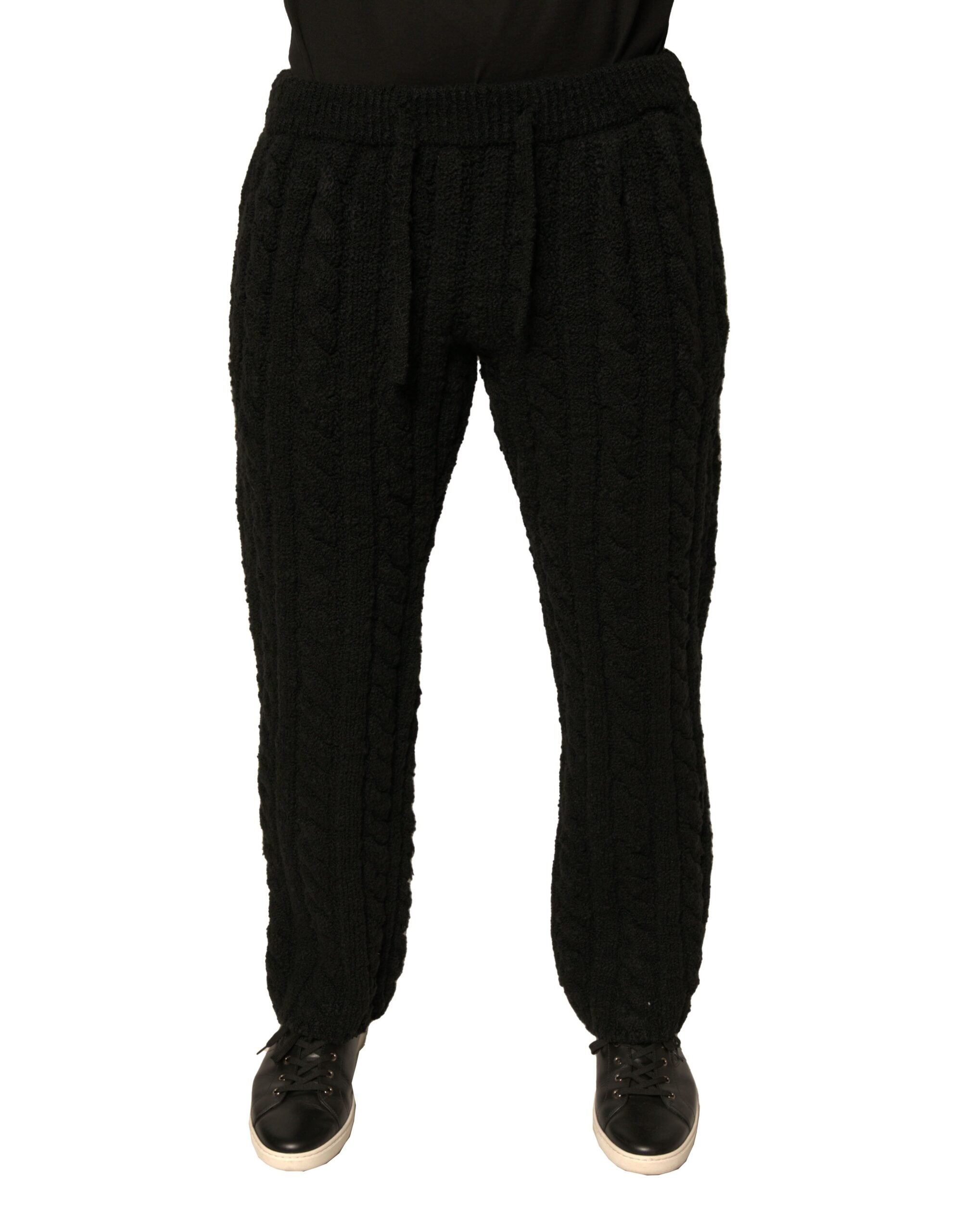 Dolce & Gabbana Black Wool Knitted Skinny Men's Pants