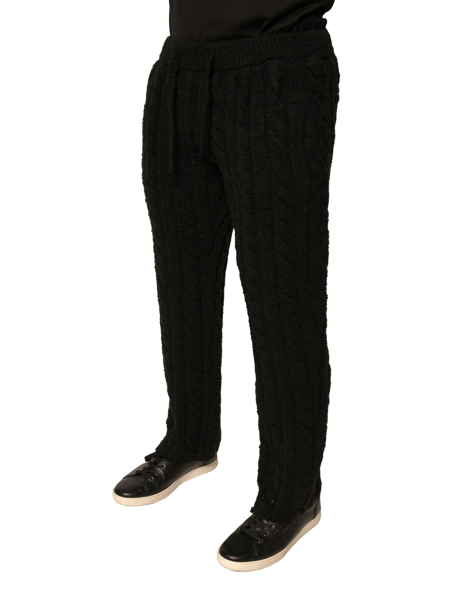 Dolce & Gabbana Black Wool Knitted Skinny Men's Pants