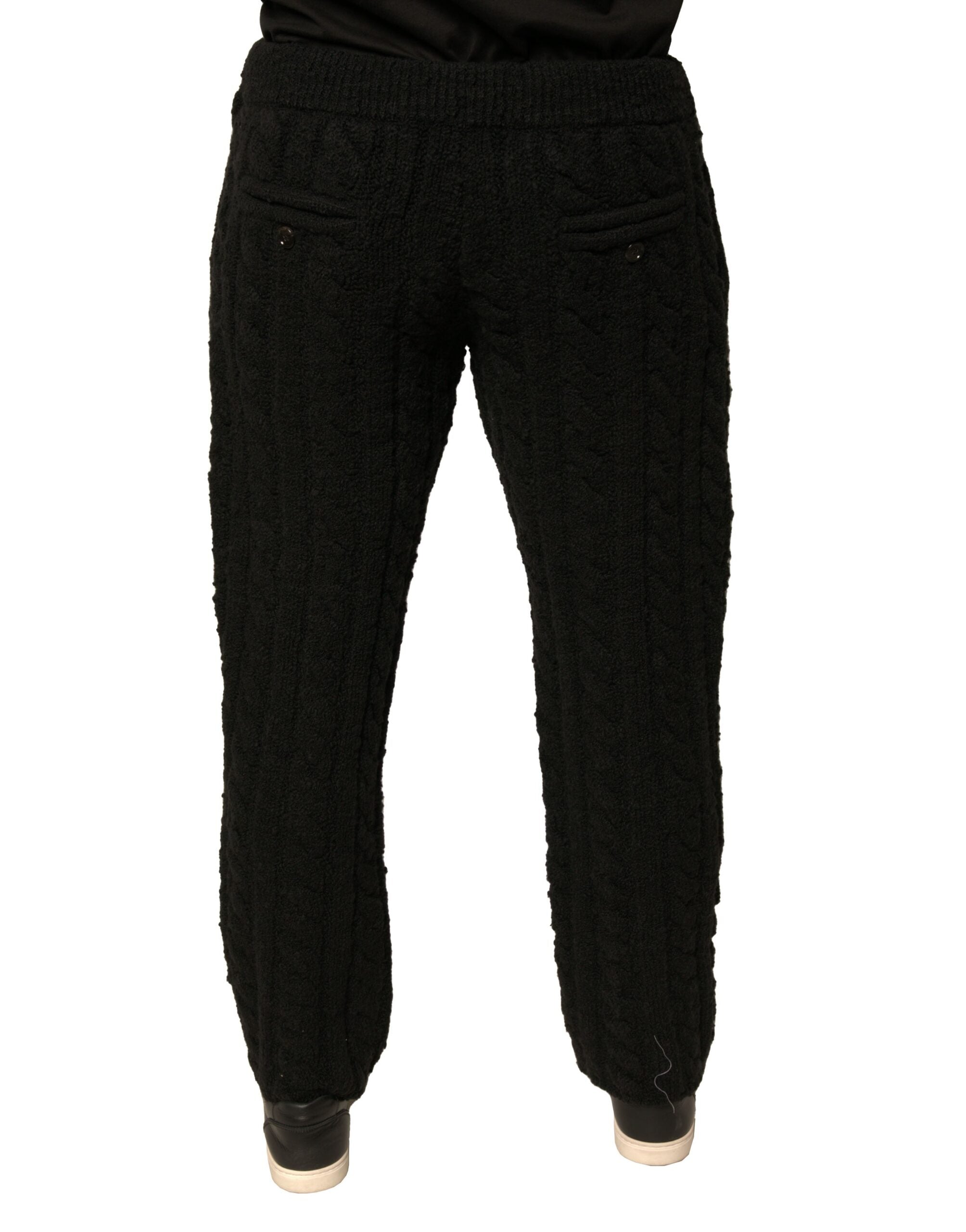 Dolce & Gabbana Black Wool Knitted Skinny Men's Pants