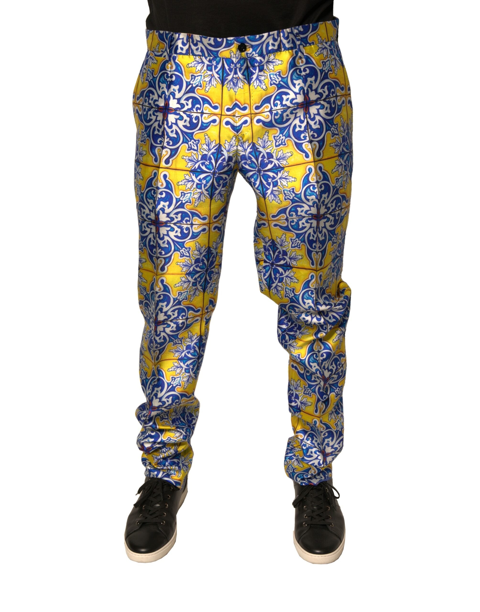 Dolce & Gabbana Multicolor MajolicaSilk Skinny Men's Pants (Pre-Owned)