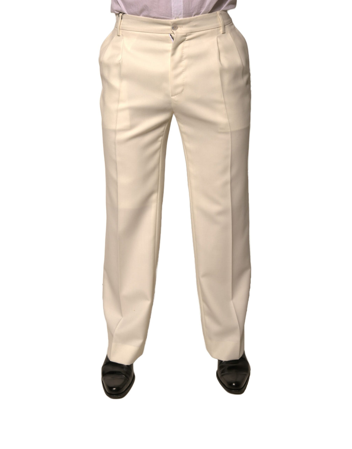 Dolce & Gabbana Off White Straight Dress Men's Pants