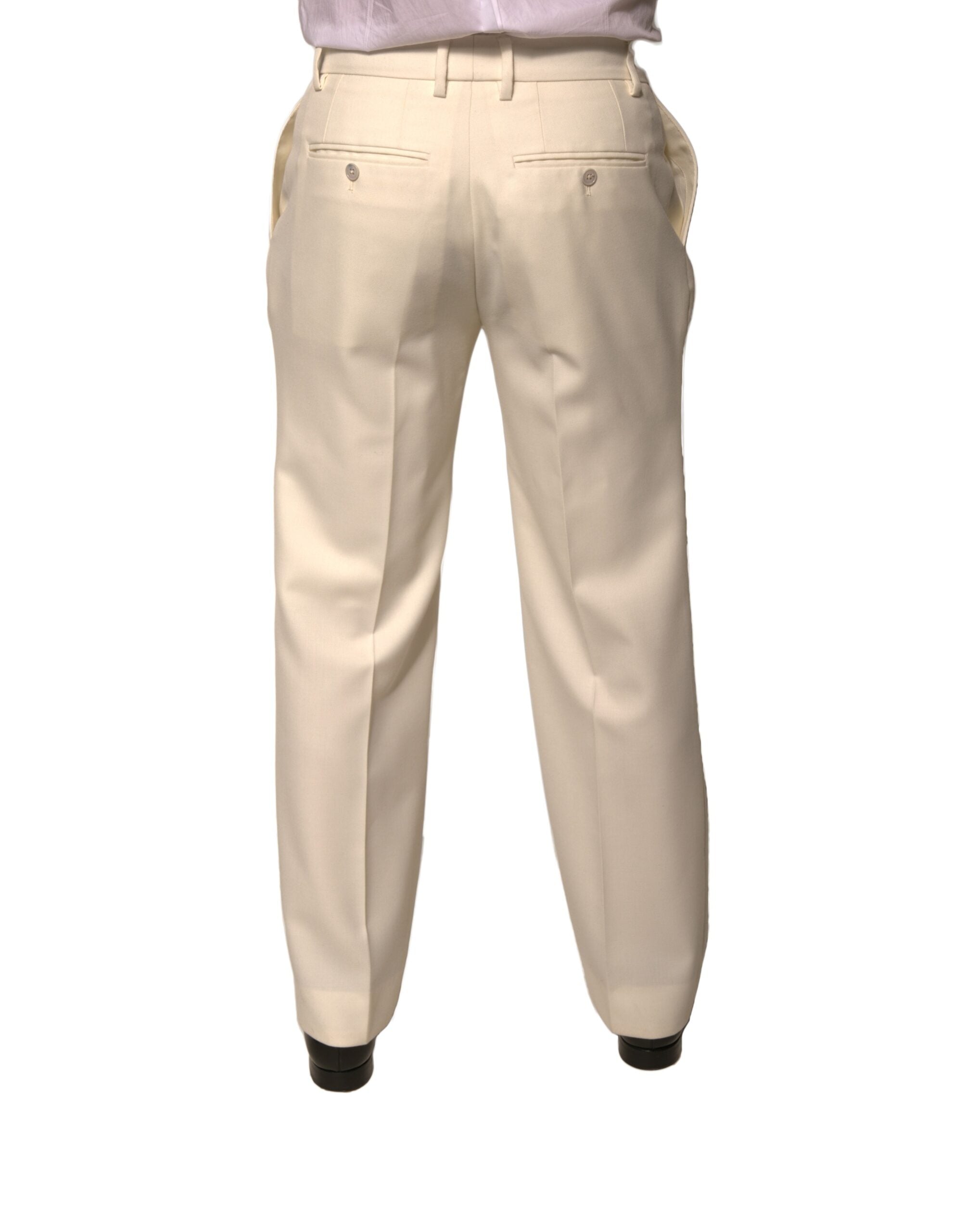 Dolce & Gabbana Off White Straight Dress Men's Pants