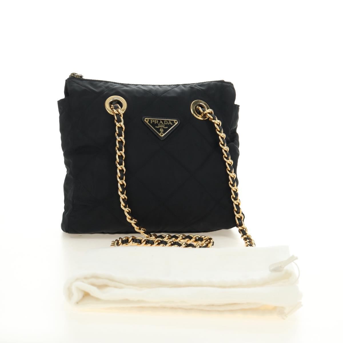 Prada Re-Edition 1995 Chain Tote Quilted Re-Nylon Black Nylon Shoulder Bag Bag (Pre-Owned)