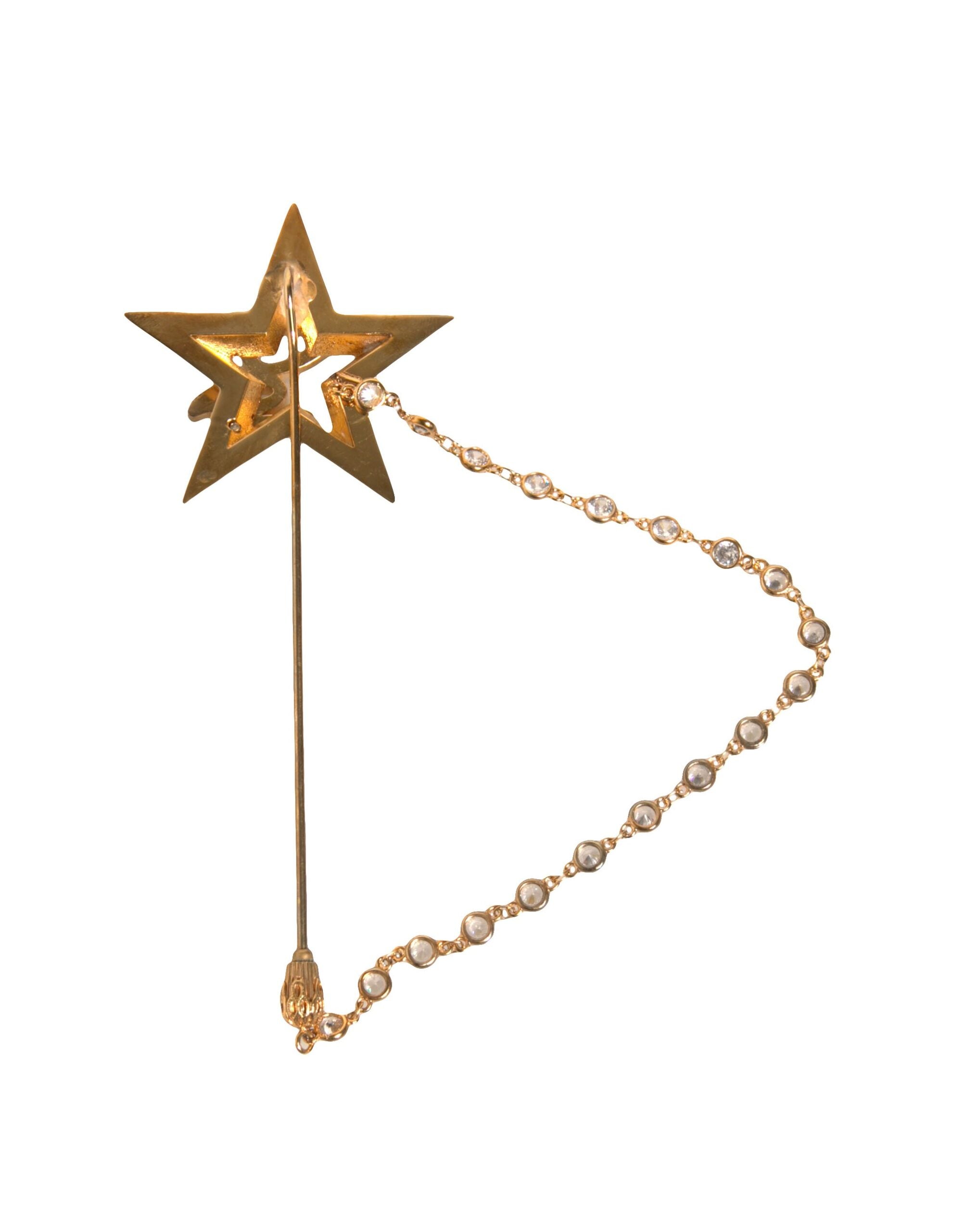 Dolce & Gabbana Gold Brass DG Logo Star Crystal Brooch Lapel Men's Pin (Pre-Owned)