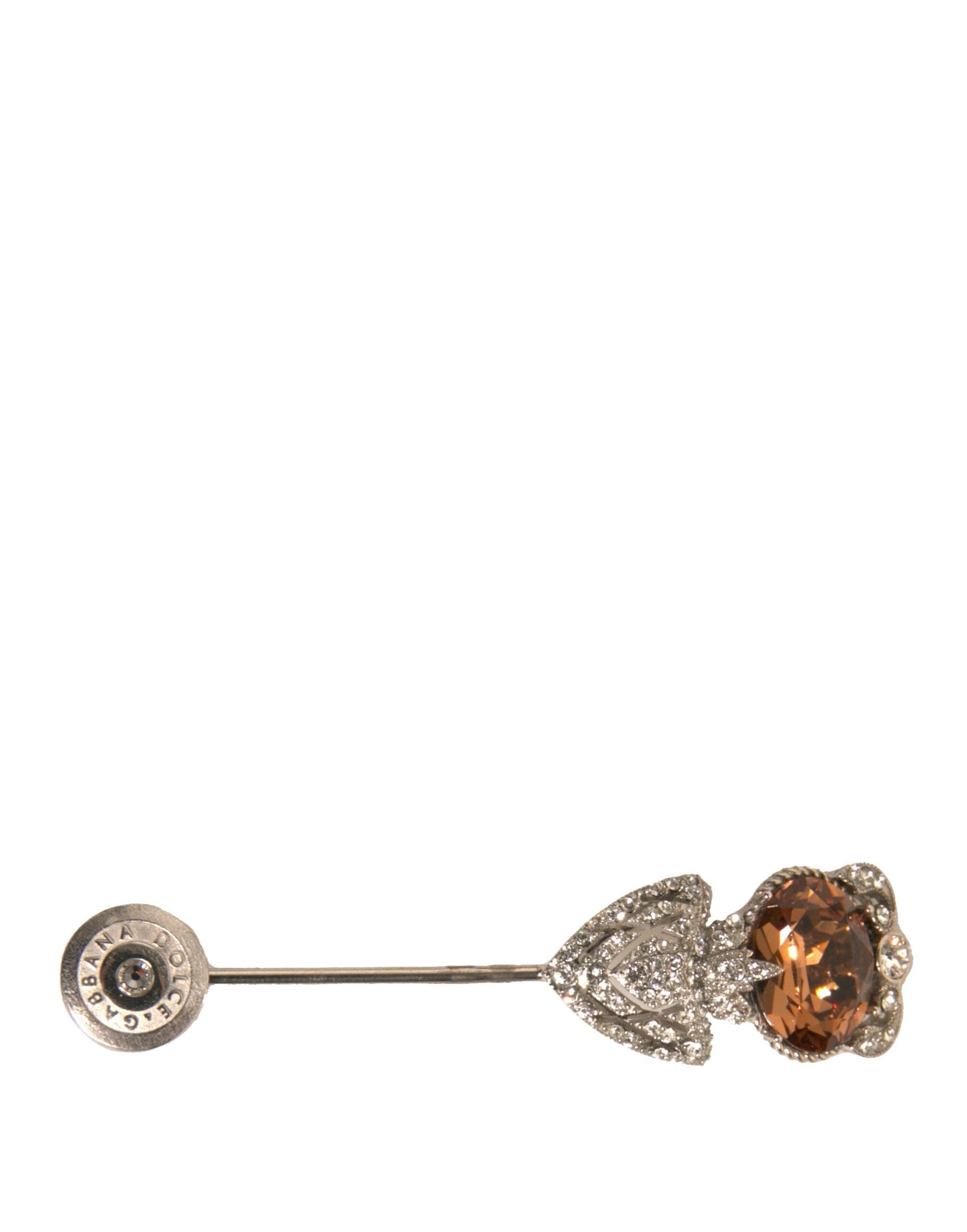 Dolce & Gabbana Silver 925 Sterling Silver Crystals Pin Collar Men's Brooch