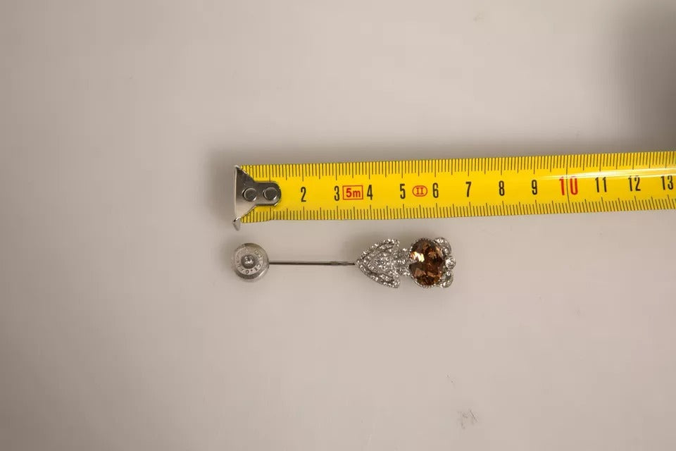 Dolce & Gabbana Silver 925 Sterling Silver Crystals Pin Collar Men's Brooch
