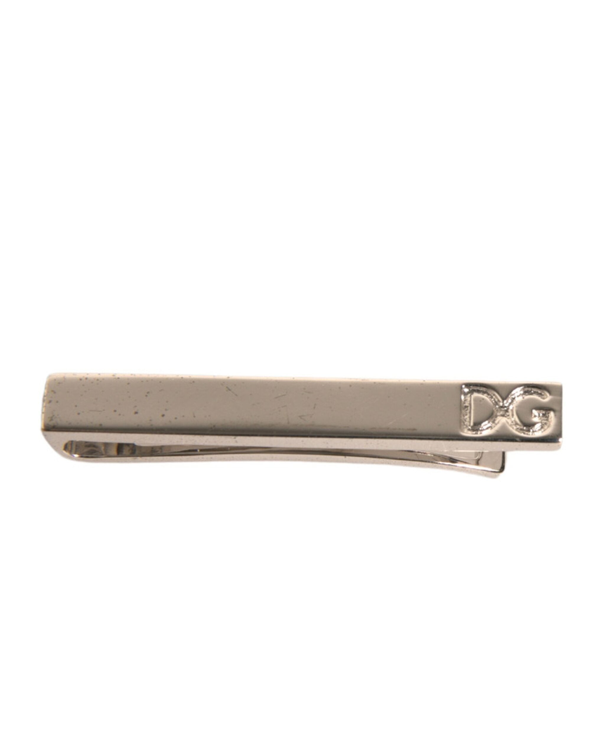 Dolce & Gabbana Silver Tone Brass Logo Branded Tie Clip Men's Bar