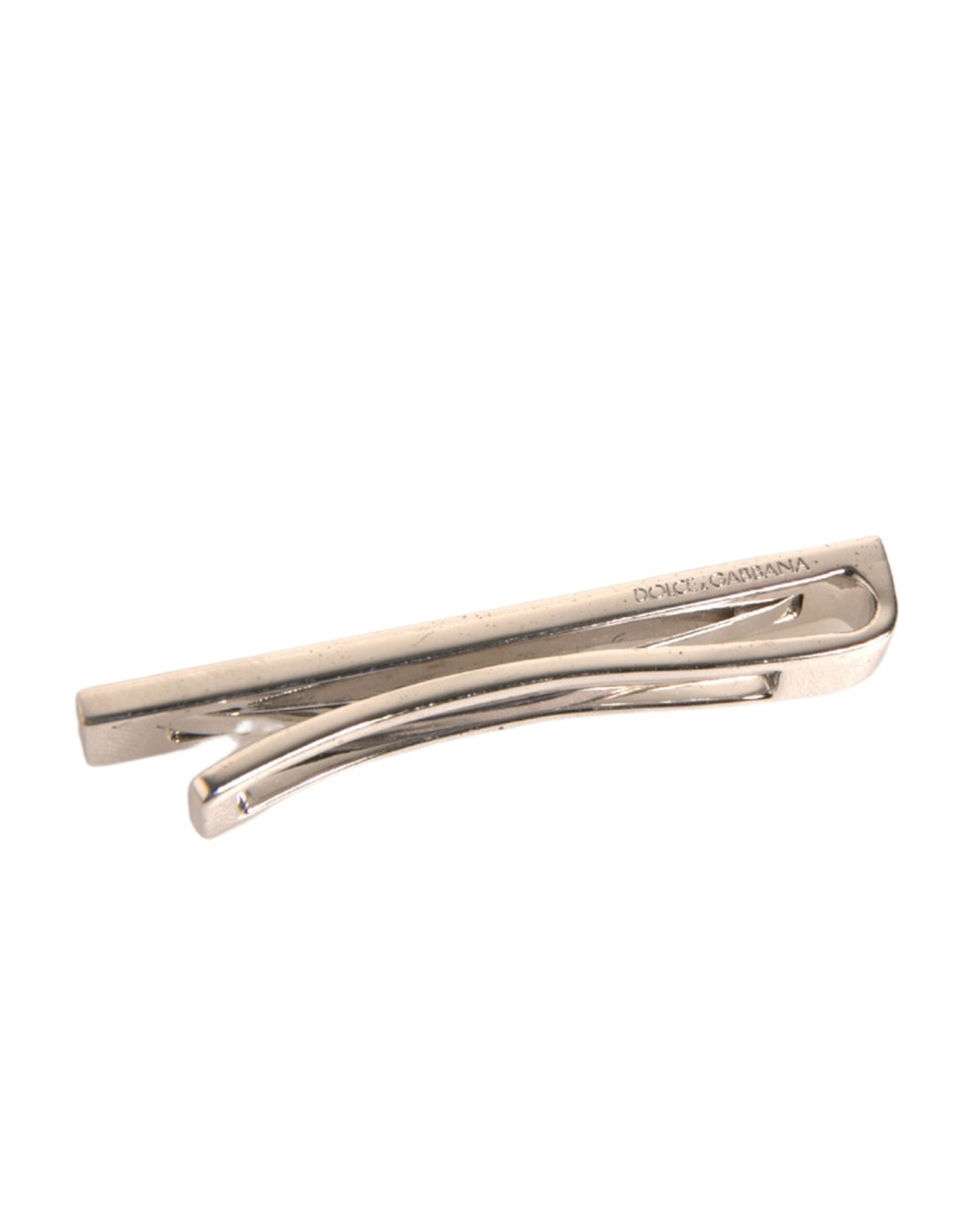 Dolce & Gabbana Silver Tone Brass Logo Branded Tie Clip Men's Bar