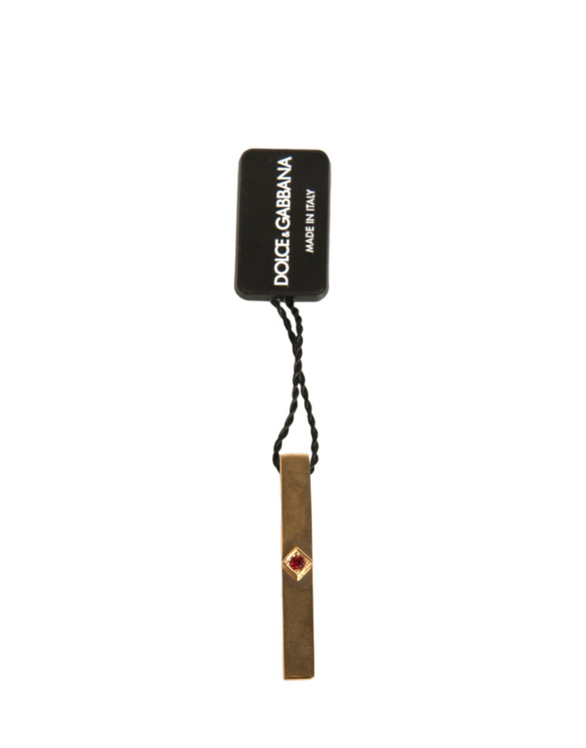 Dolce & Gabbana Gold Tone Brass Crystal Branded Tie Clip Men's Bar