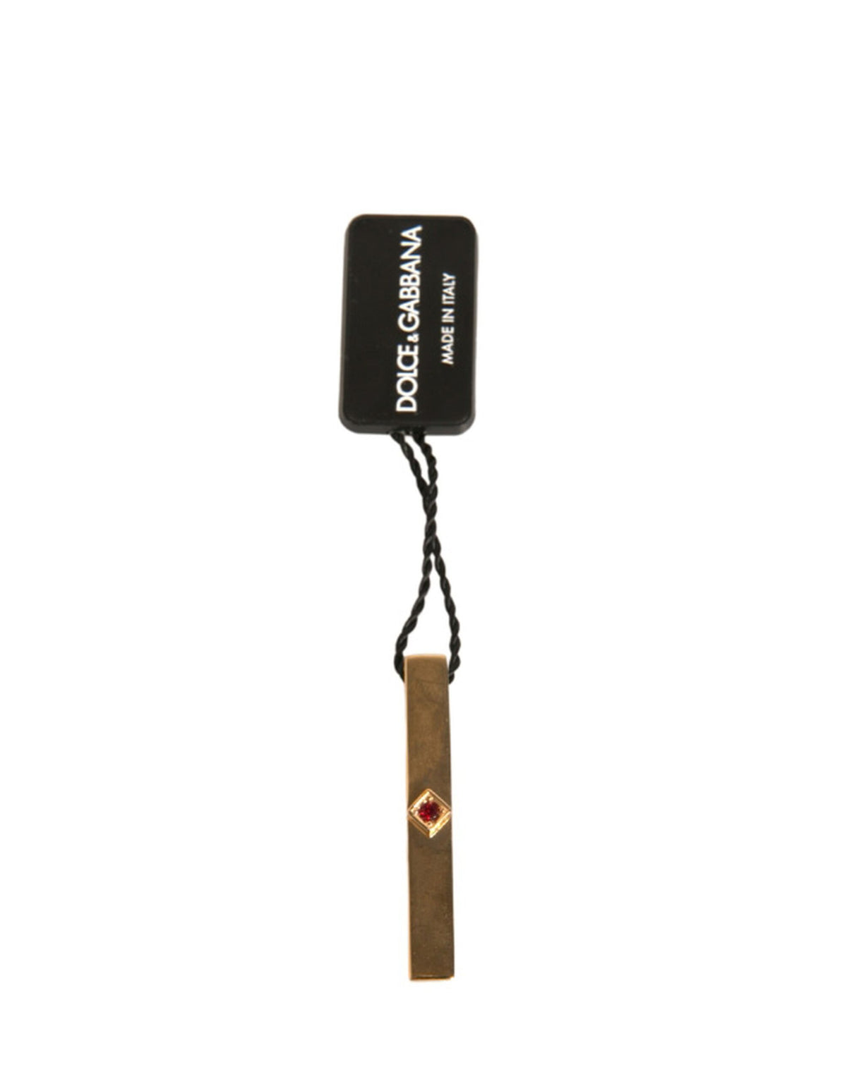 Dolce & Gabbana Gold Tone Brass Crystal Branded Tie Clip Men's Bar